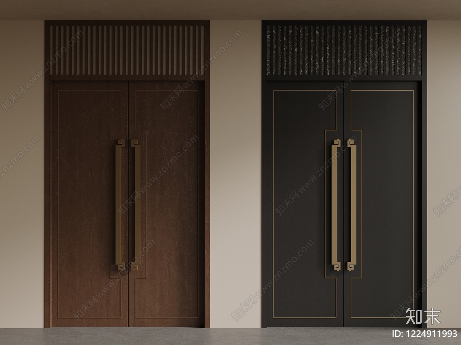 新中式双开门SU模型下载【ID:1224911993】