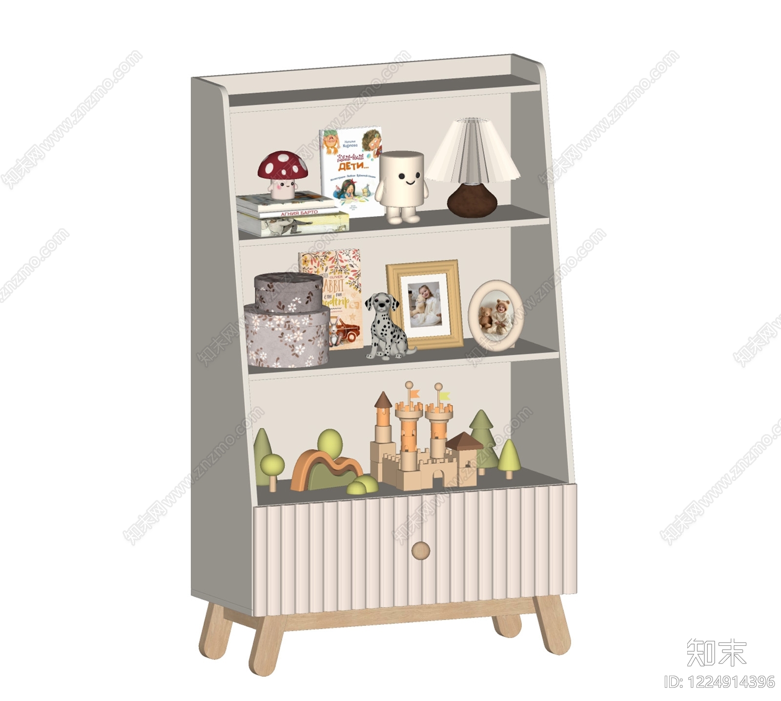奶油风置物架SU模型下载【ID:1224914396】