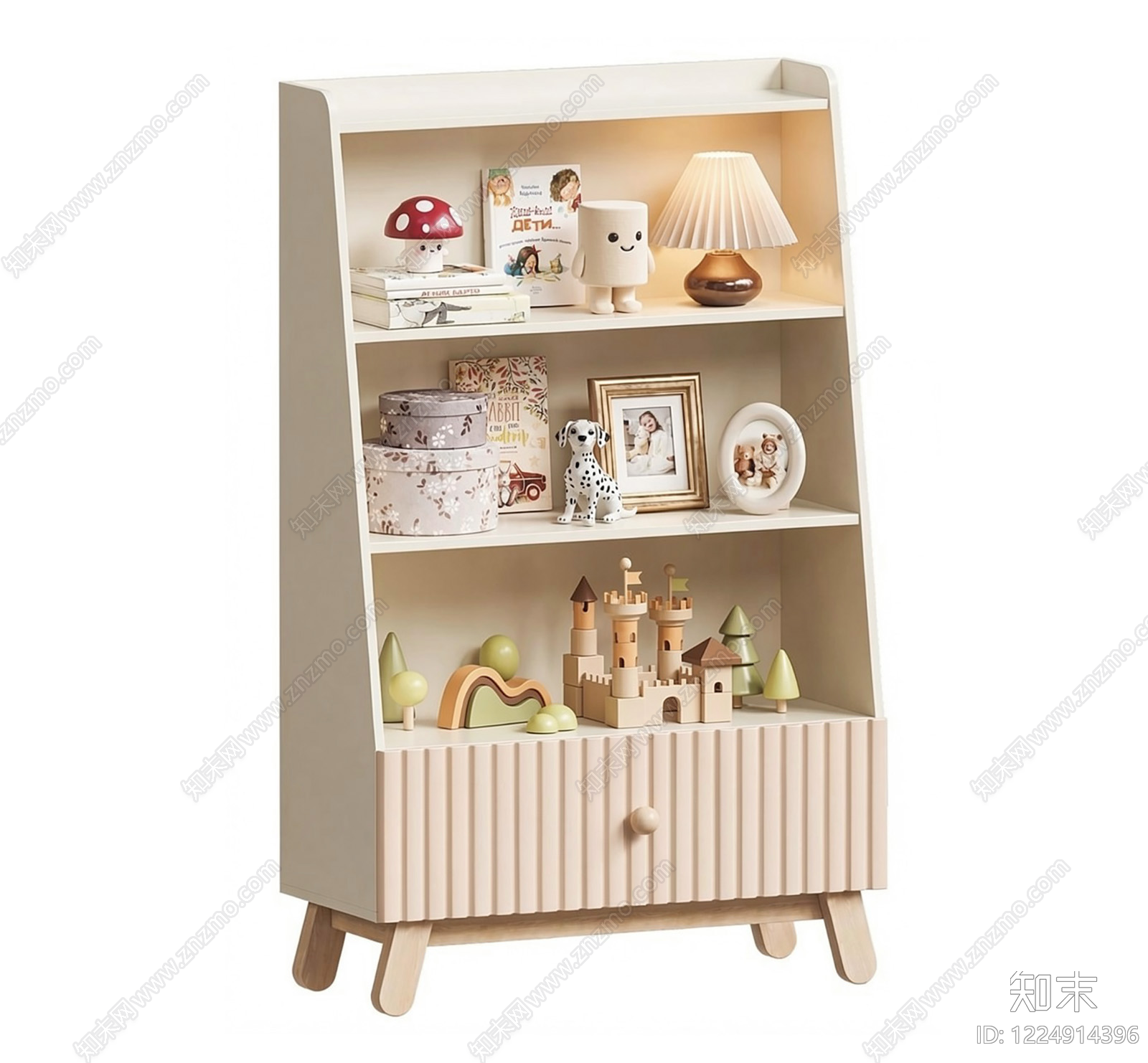 奶油风置物架SU模型下载【ID:1224914396】