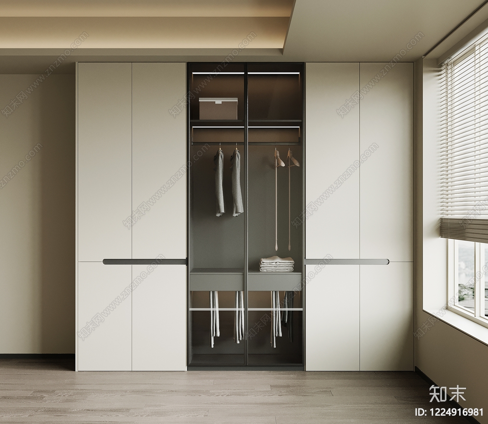 意式极简衣柜3D模型下载【ID:1224916981】
