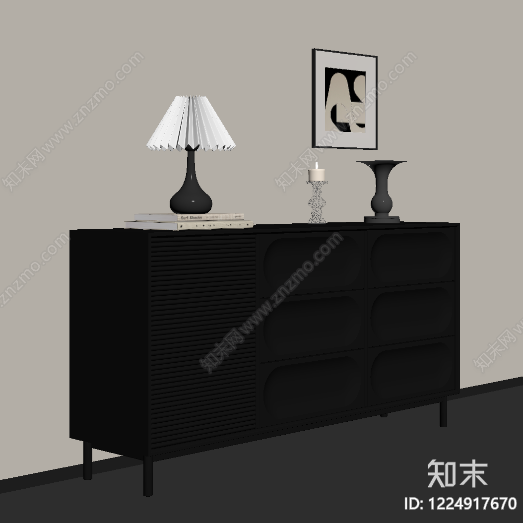现代简约玄关柜SU模型下载【ID:1224917670】