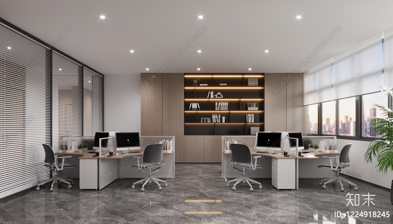 现代简约办公区3D模型下载【ID:1224918245】