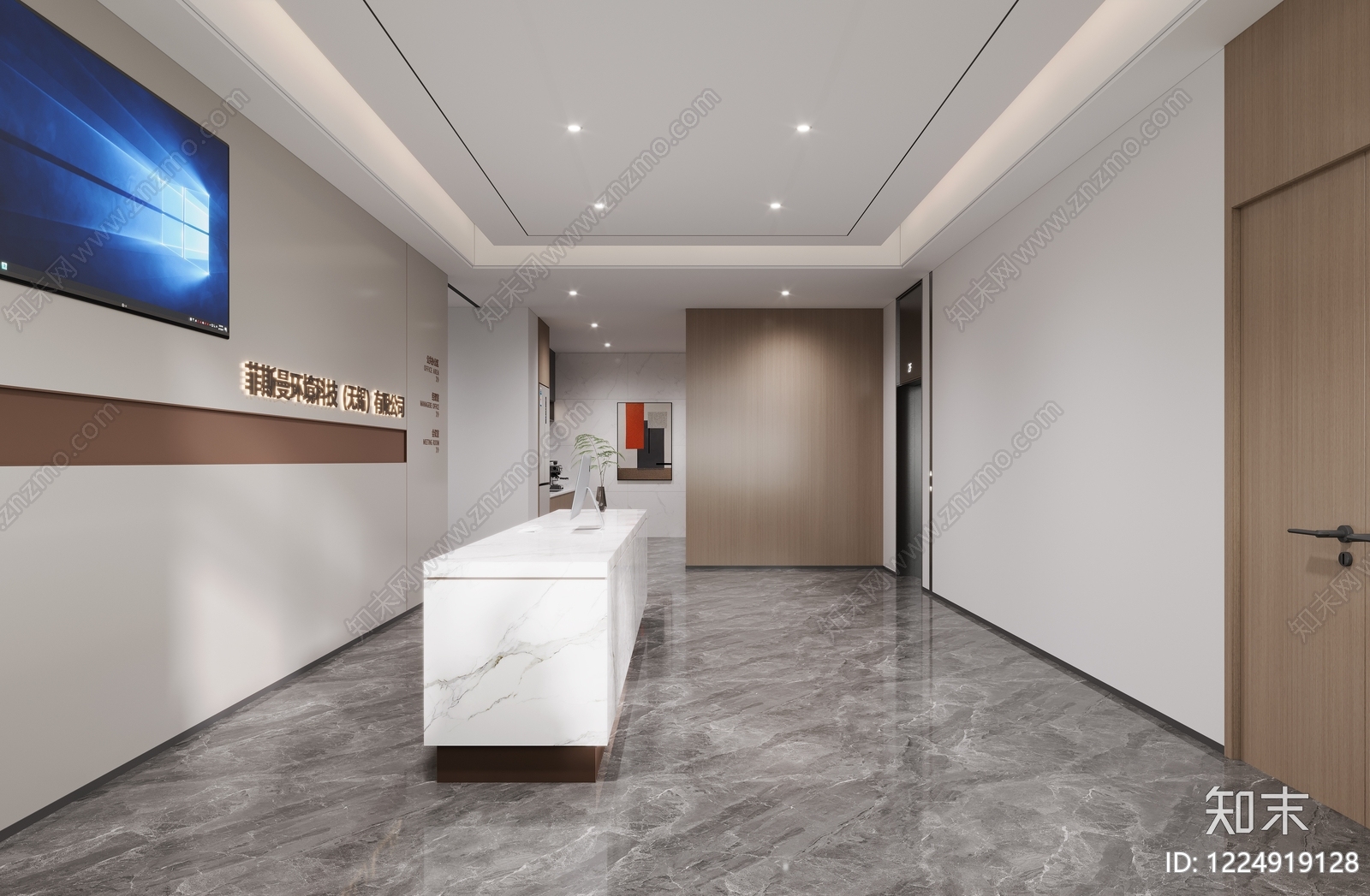 现代简约办公大厅3D模型下载【ID:1224919128】