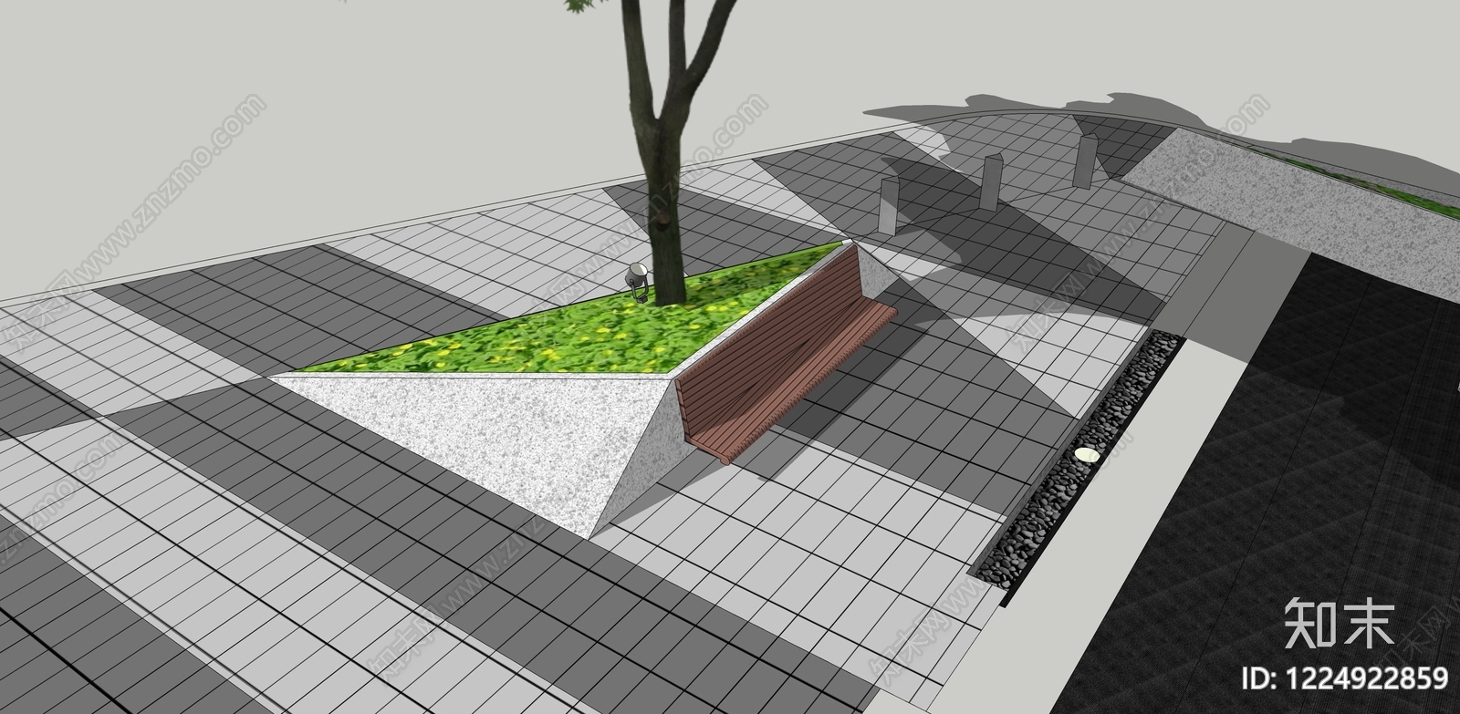 现代主义景观座椅SU模型下载【ID:1224922859】