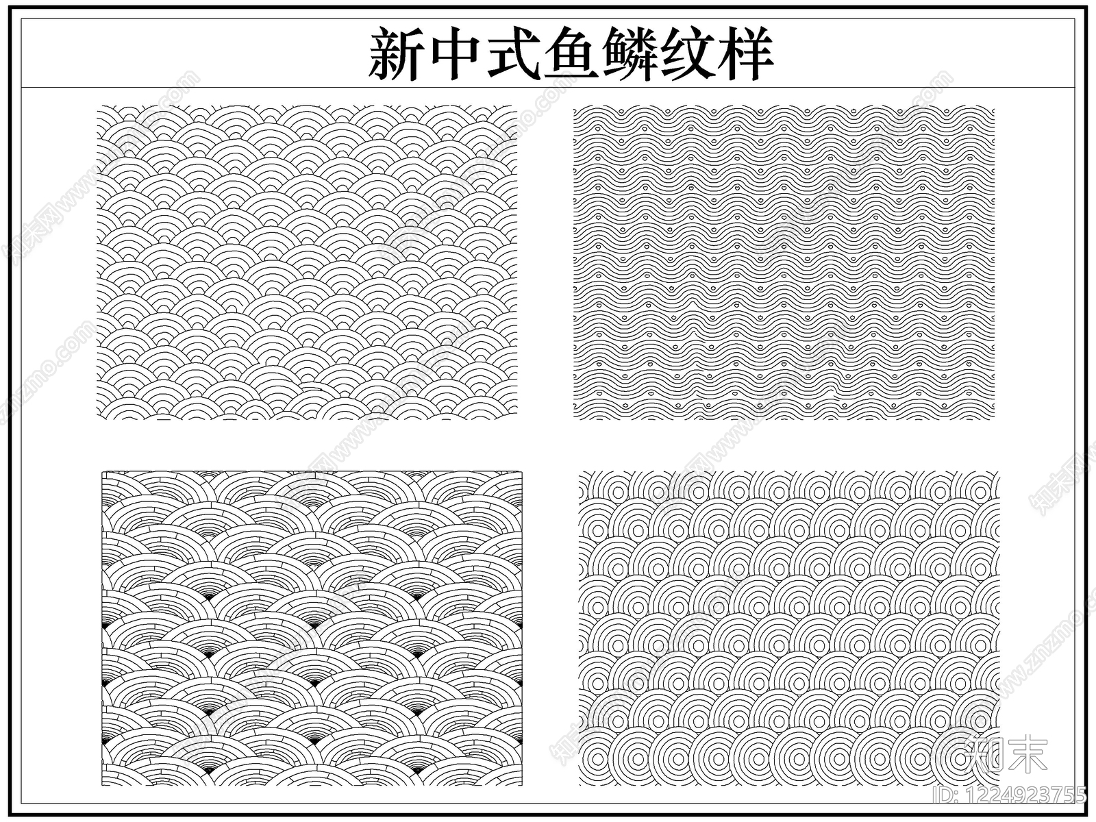 新中式剪影图库CAD图纸