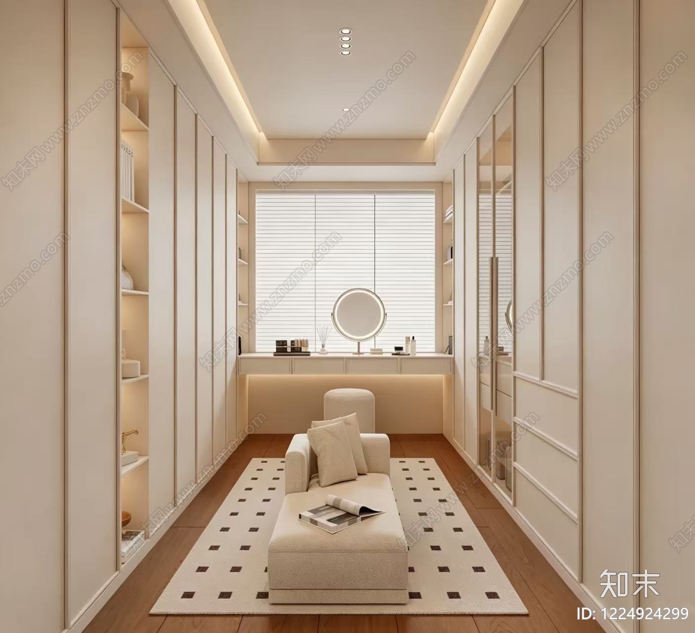 奶油风衣帽间3D模型下载【ID:1224924299】