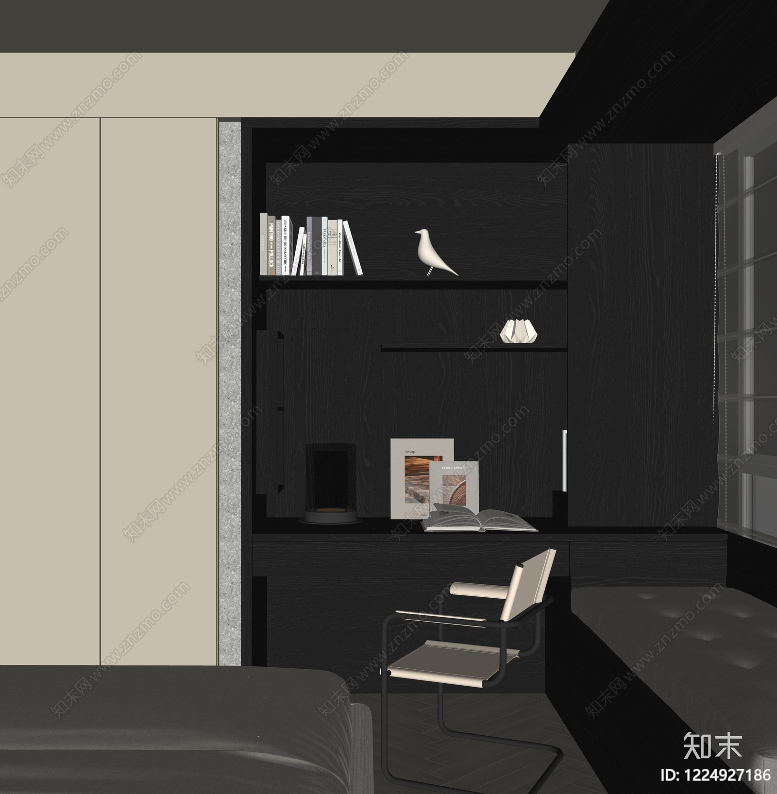 现代简约书桌椅SU模型下载【ID:1224927186】