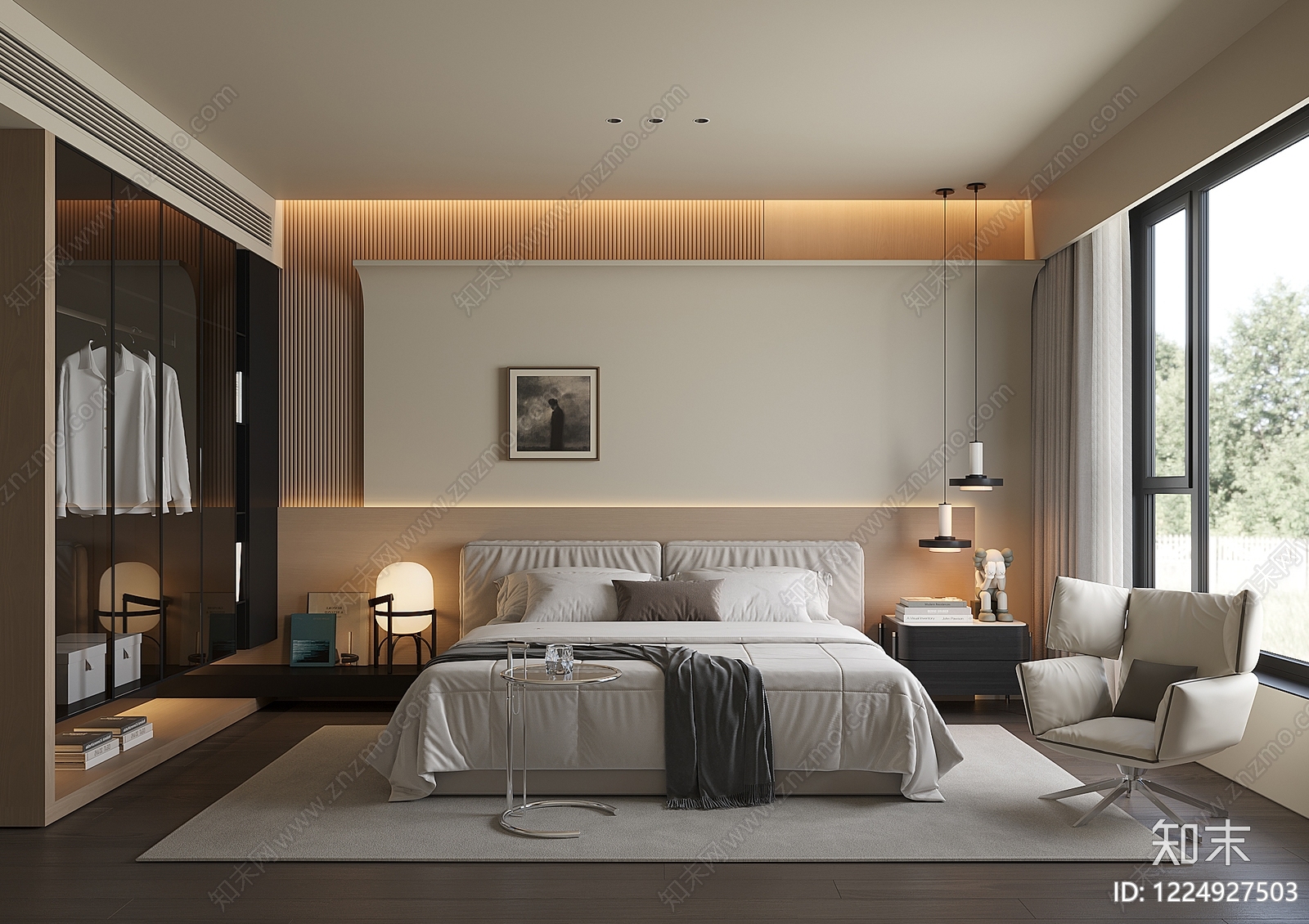 现代简约家居卧室3D模型下载【ID:1224927503】