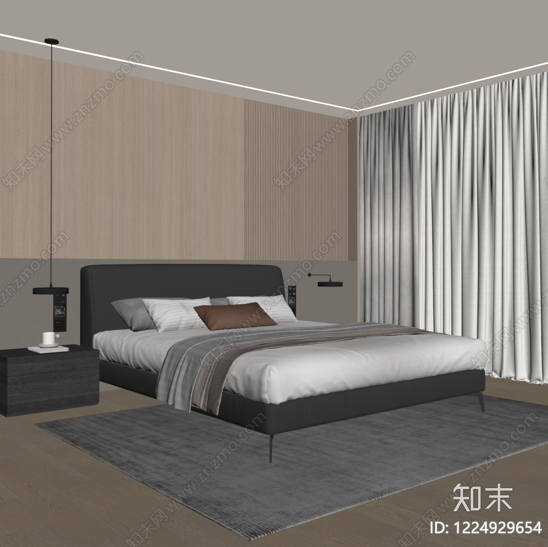 意式极简家居卧室SU模型下载【ID:1224929654】