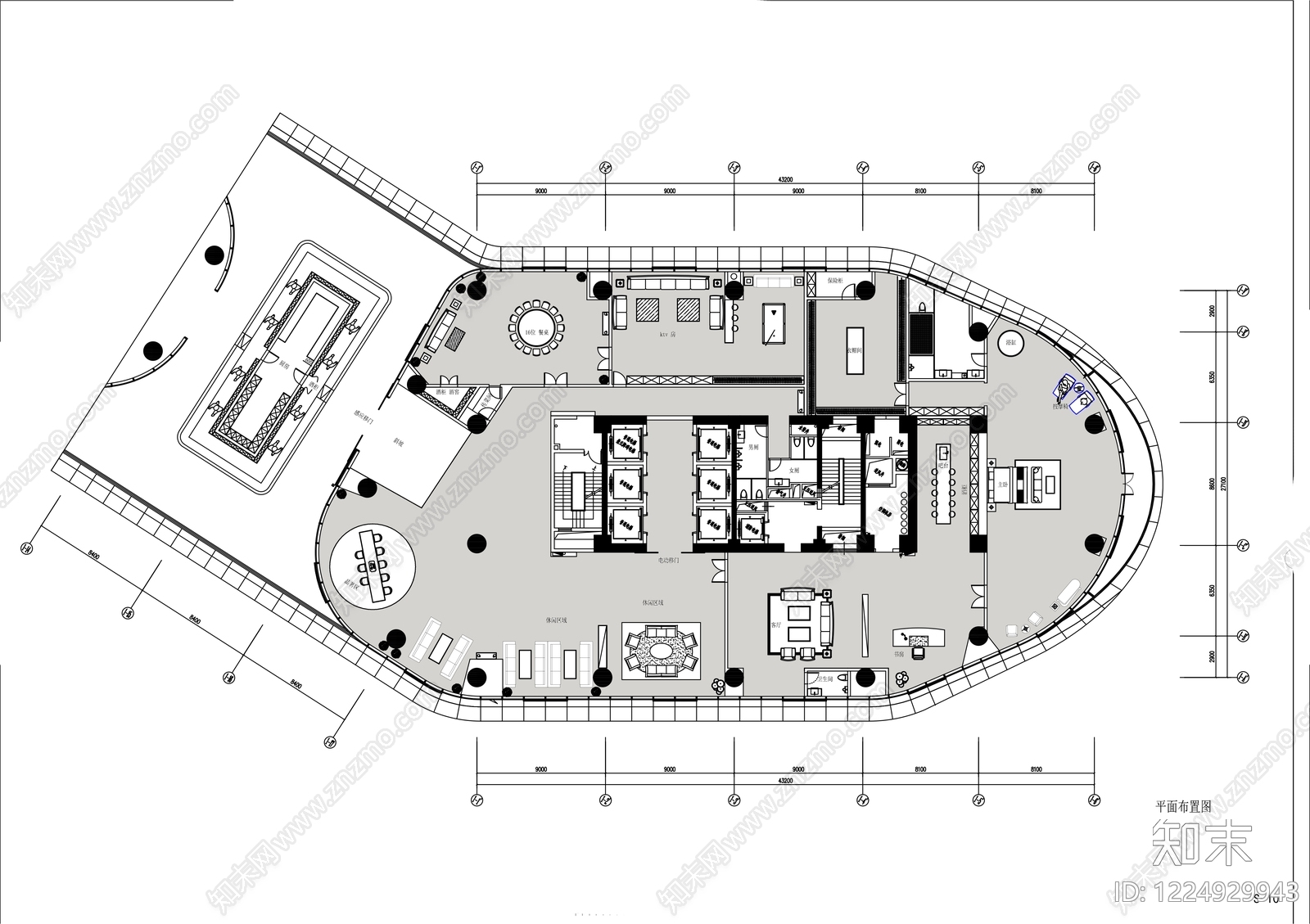 会所cad施工图下载【ID:1224929943】