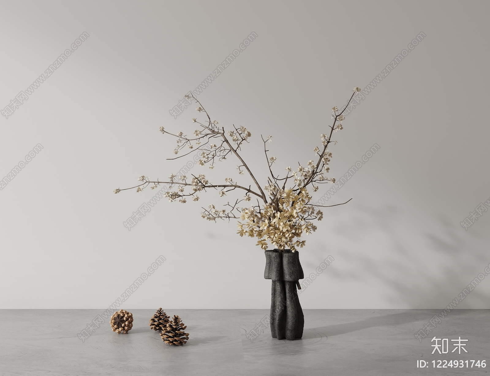 侘寂花艺3D模型下载【ID:1224931746】