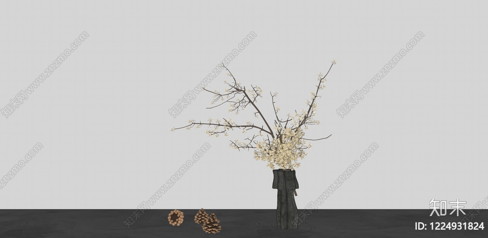 侘寂花艺SU模型下载【ID:1224931824】