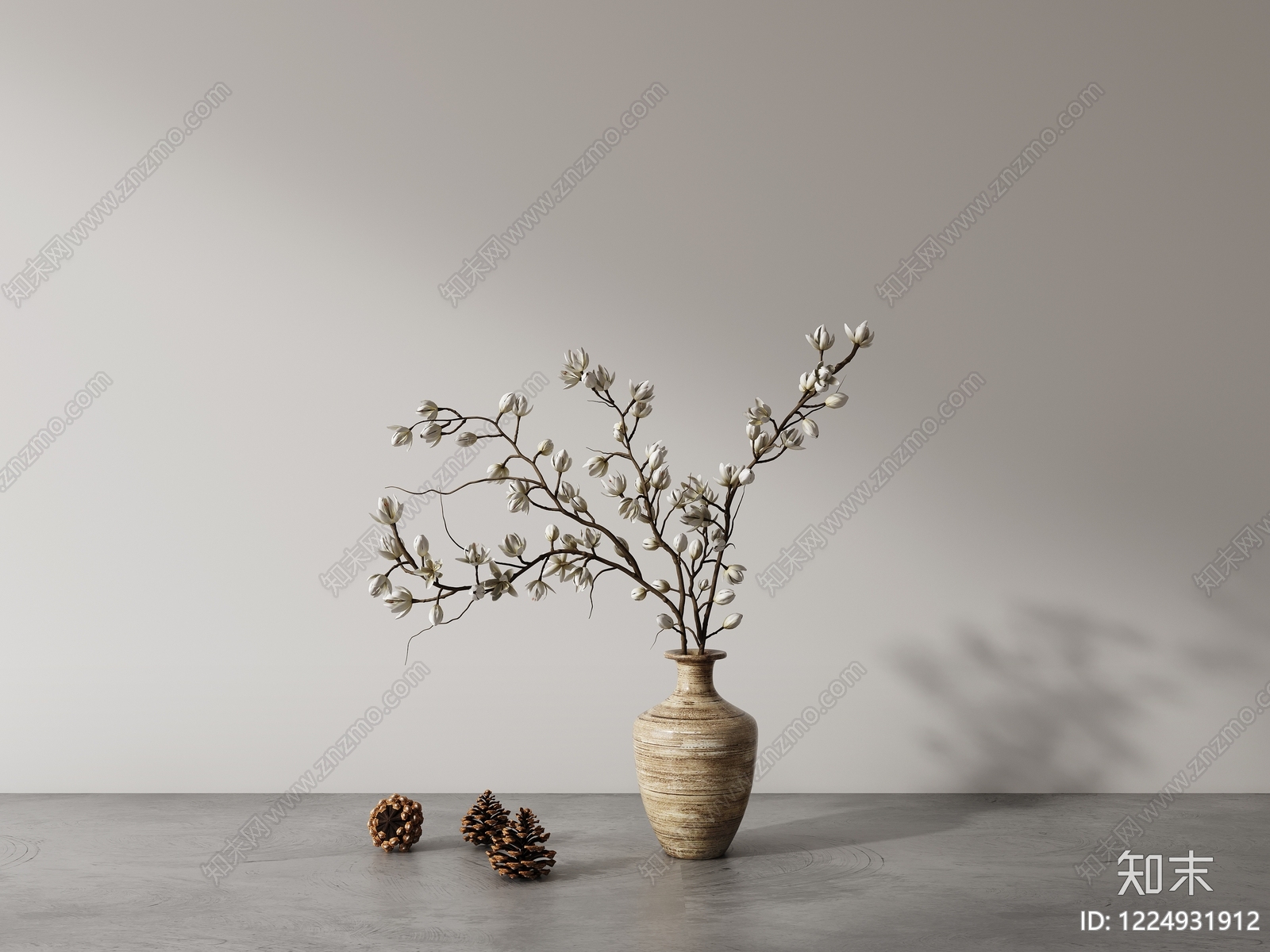 侘寂花艺3D模型下载【ID:1224931912】
