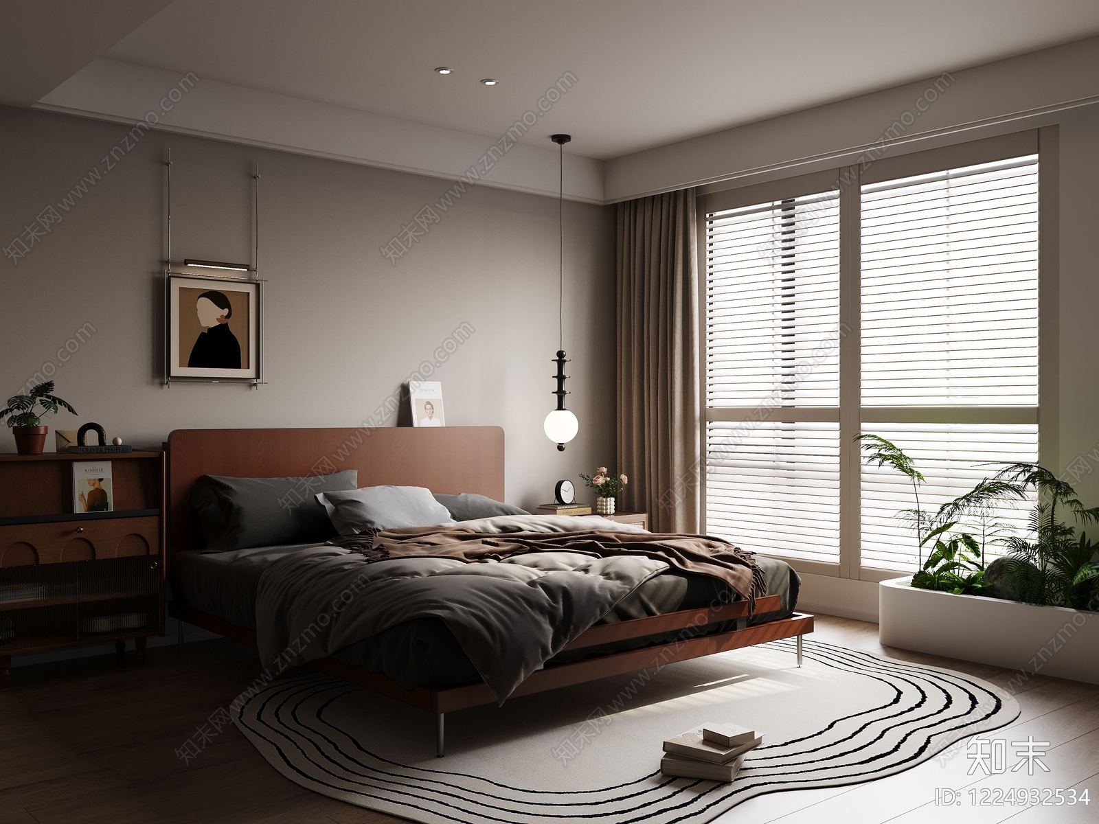 现代简约家居卧室3D模型下载【ID:1224932534】