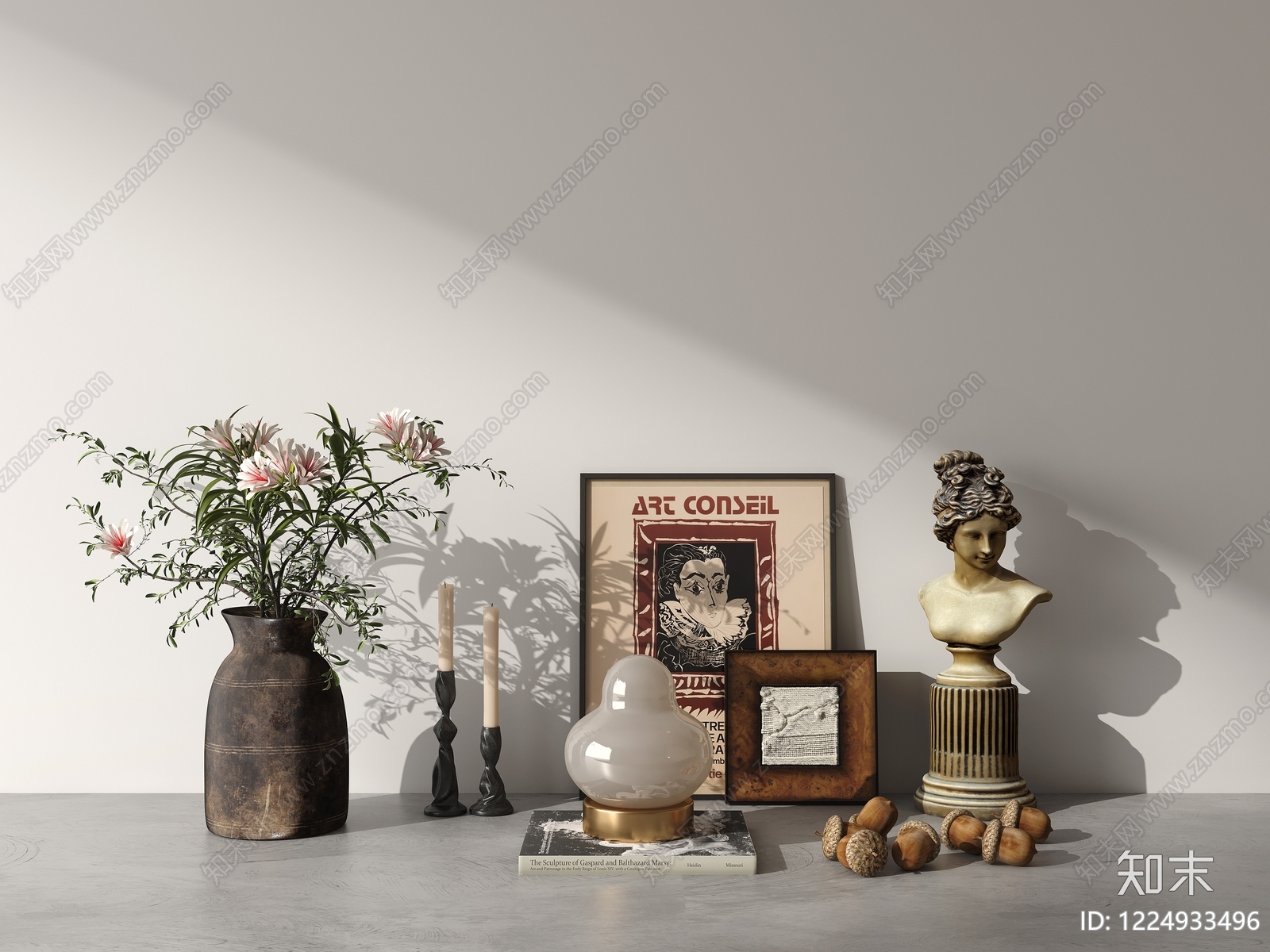 中古风摆件组合3D模型下载【ID:1224933496】