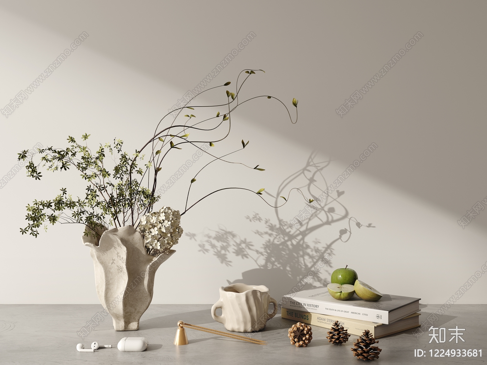 侘寂摆件组合SU模型下载【ID:1224933681】