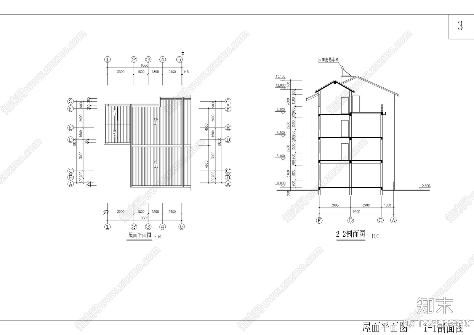 别墅建筑cad施工图下载【ID:1224935540】