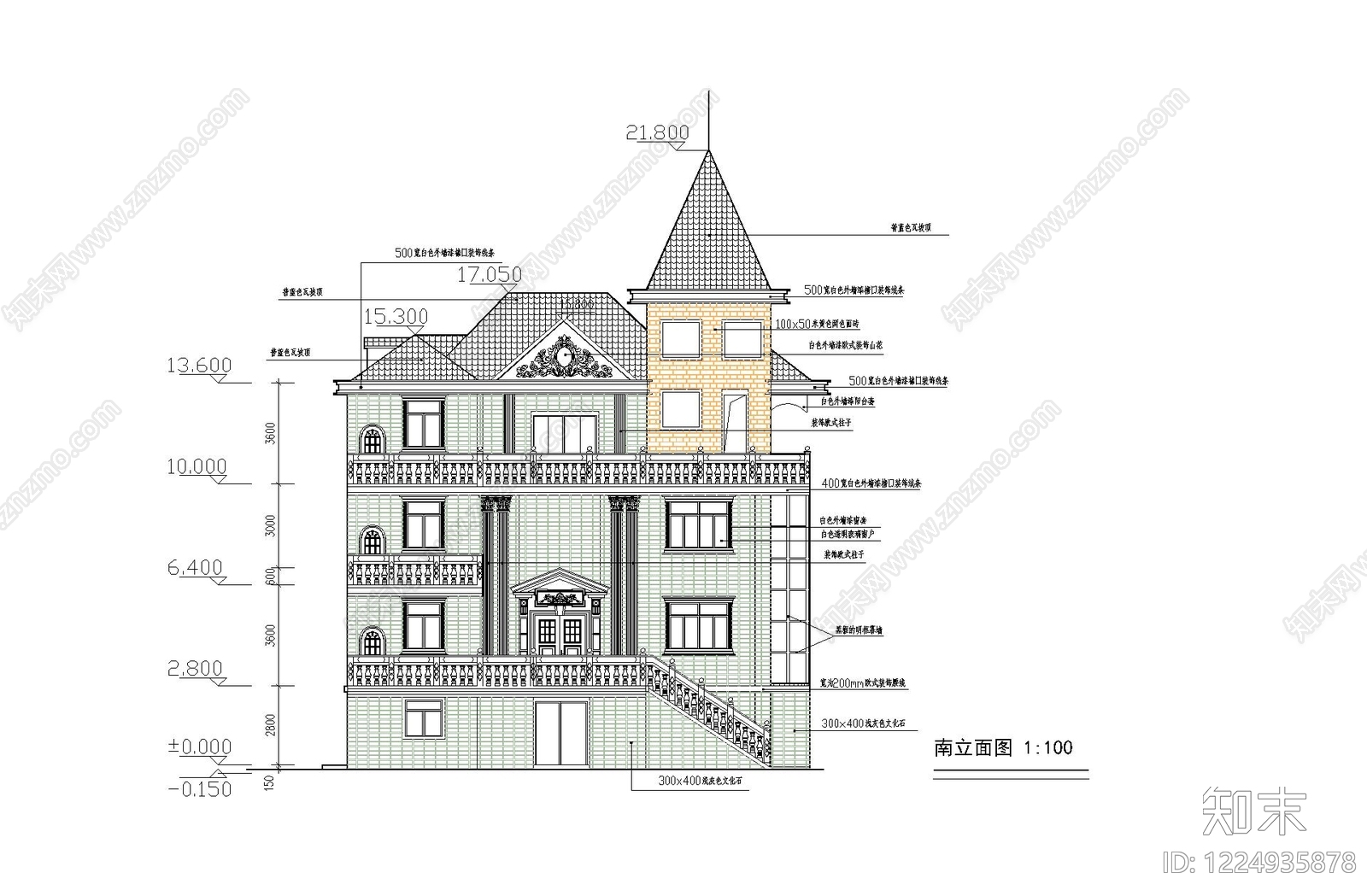 别墅建筑cad施工图下载【ID:1224935878】