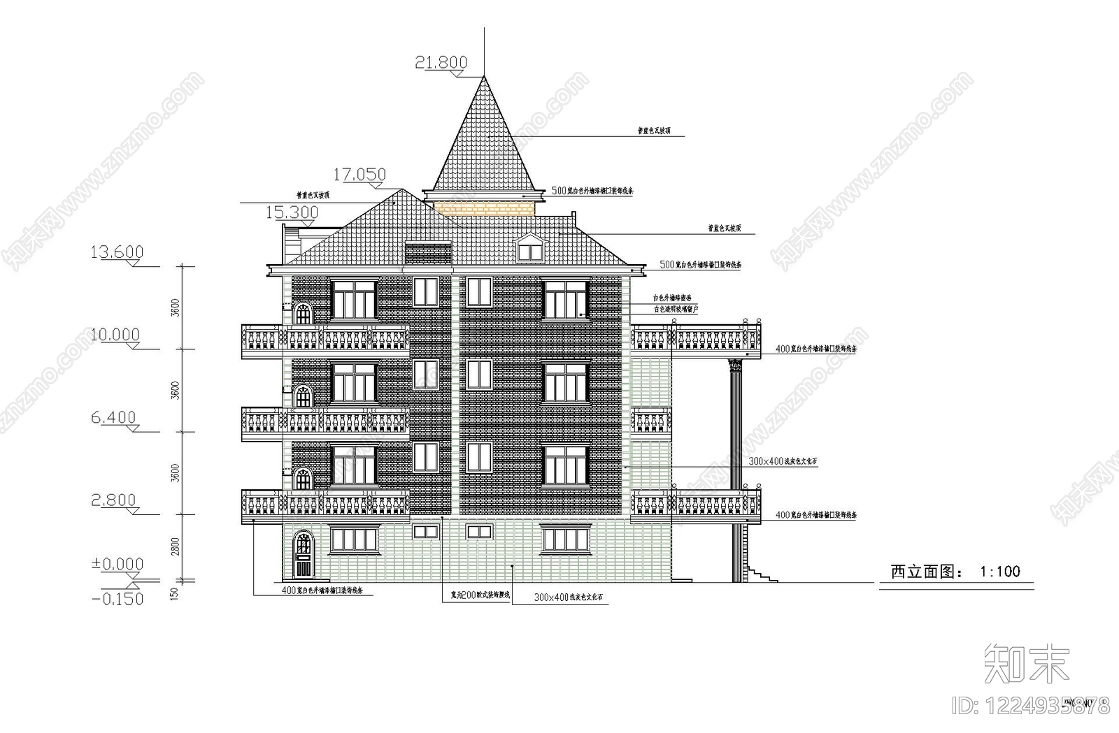 别墅建筑cad施工图下载【ID:1224935878】