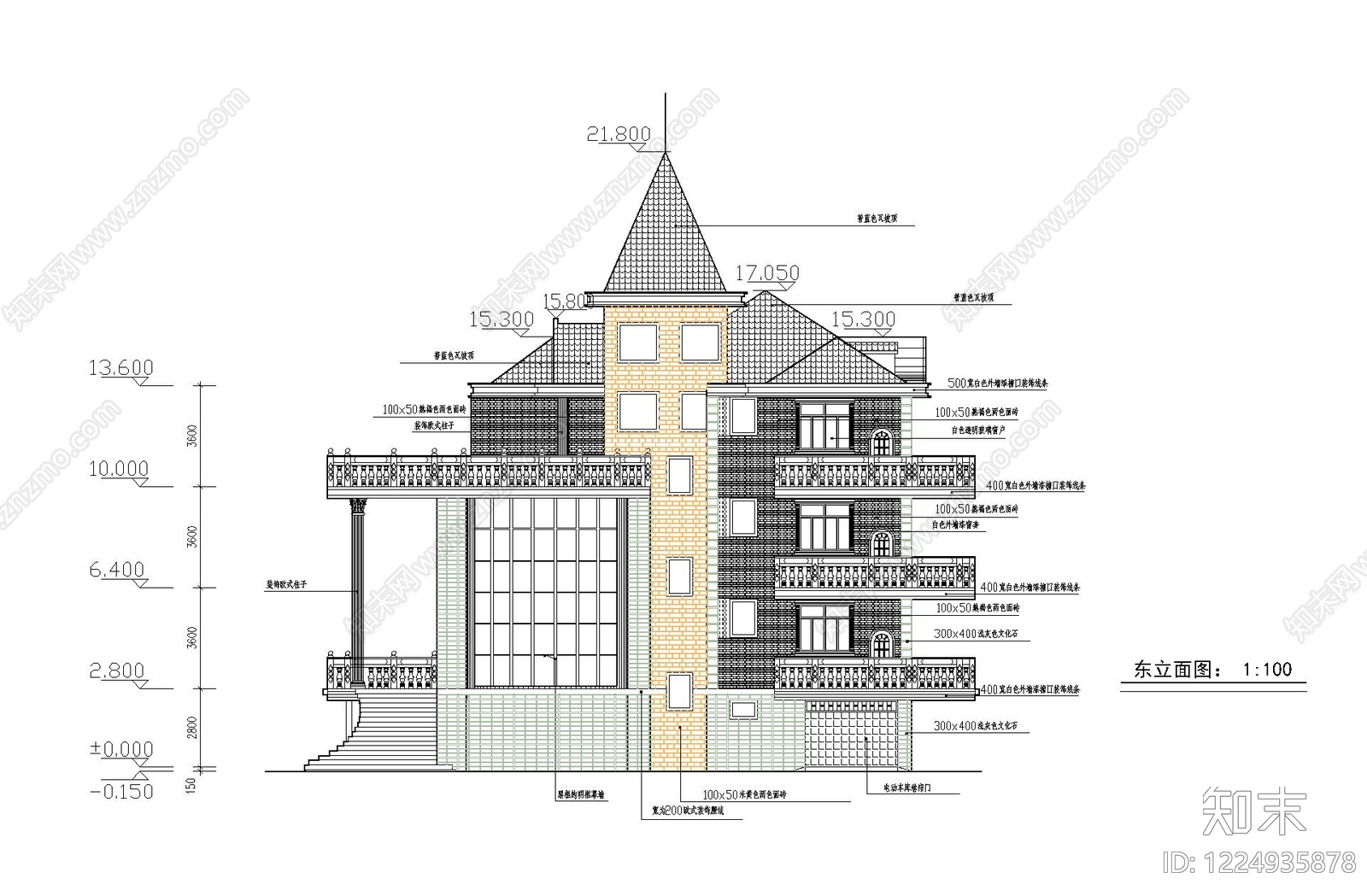 别墅建筑cad施工图下载【ID:1224935878】