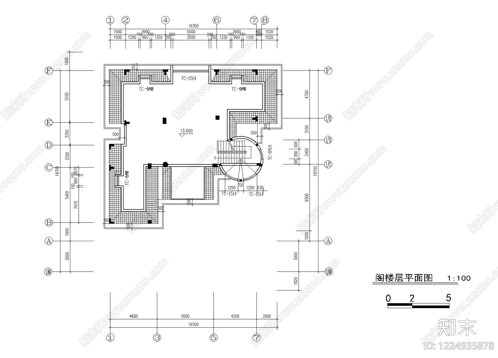 别墅建筑cad施工图下载【ID:1224935878】