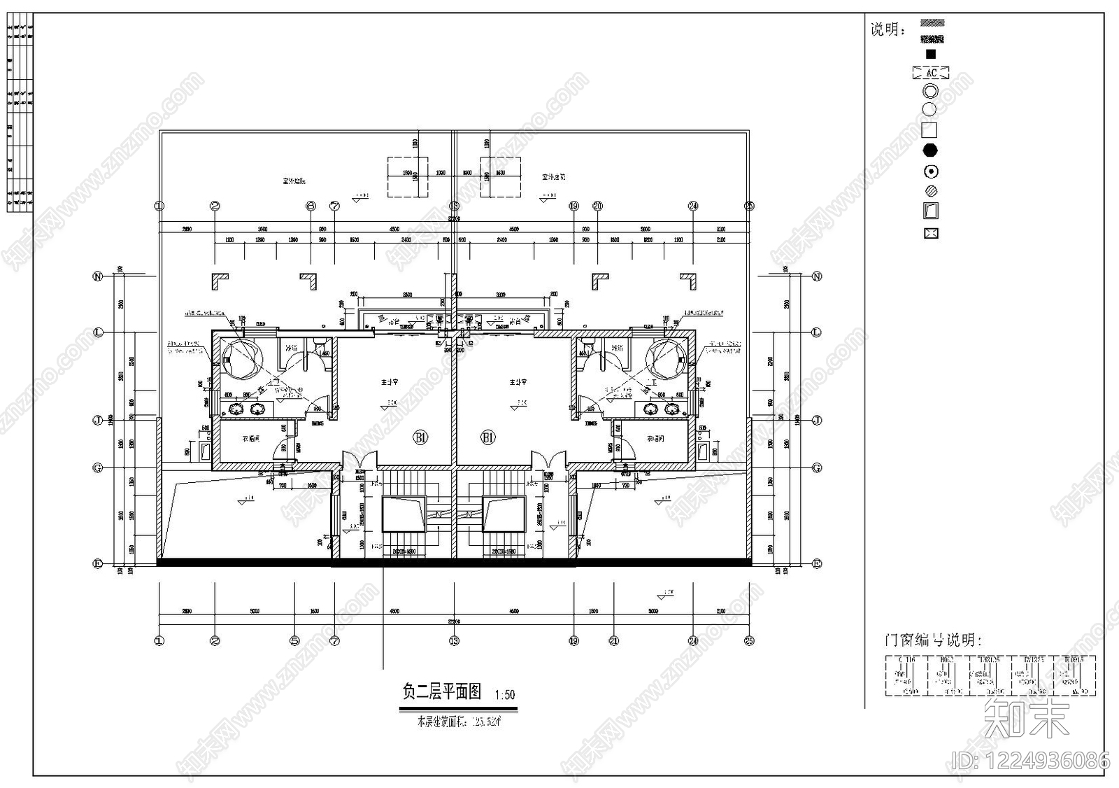 别墅建筑cad施工图下载【ID:1224936086】
