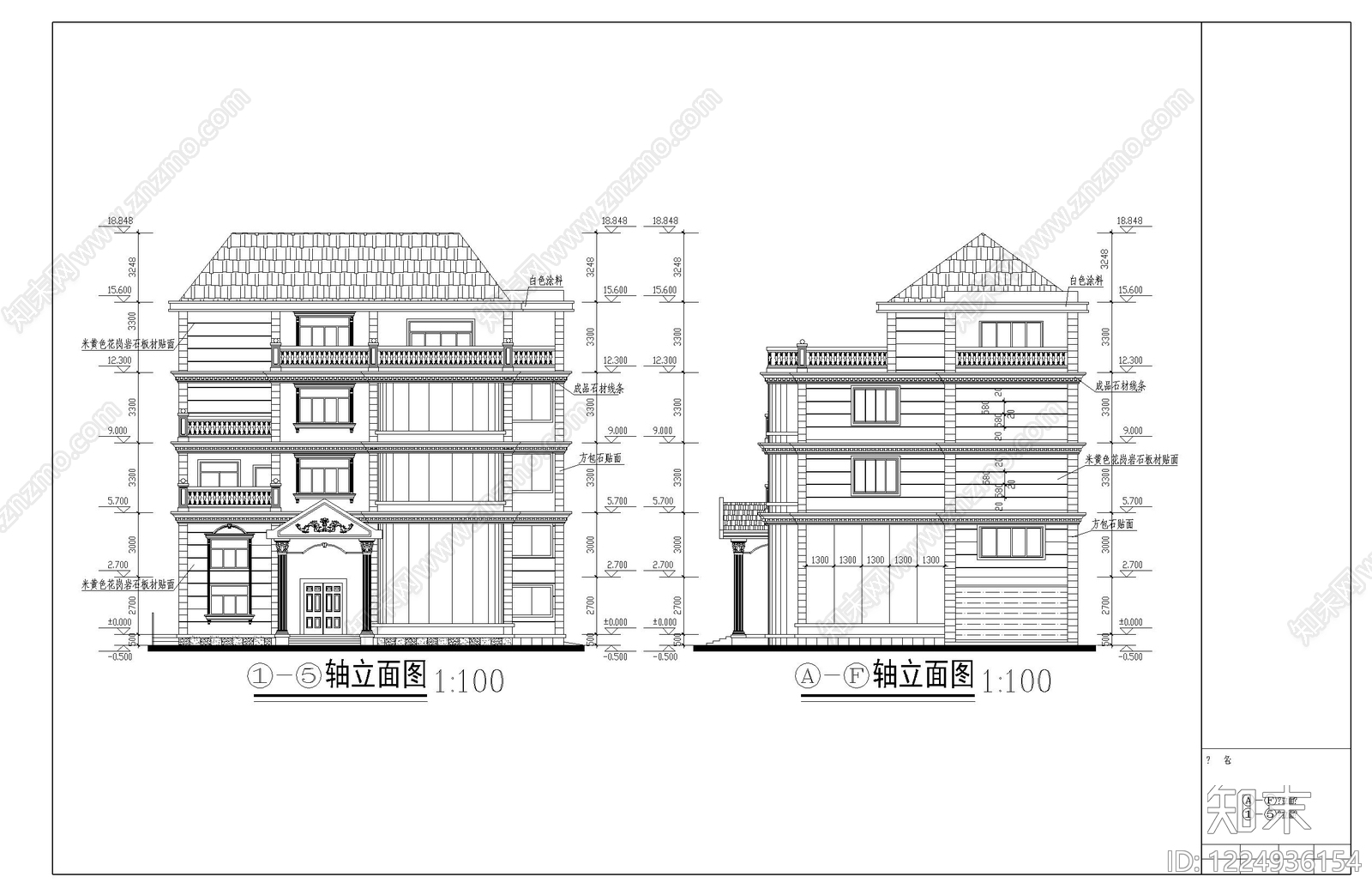 别墅建筑cad施工图下载【ID:1224936154】