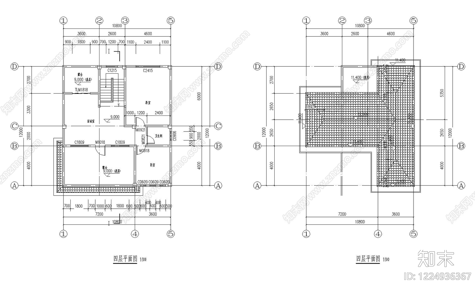 别墅建筑cad施工图下载【ID:1224936367】