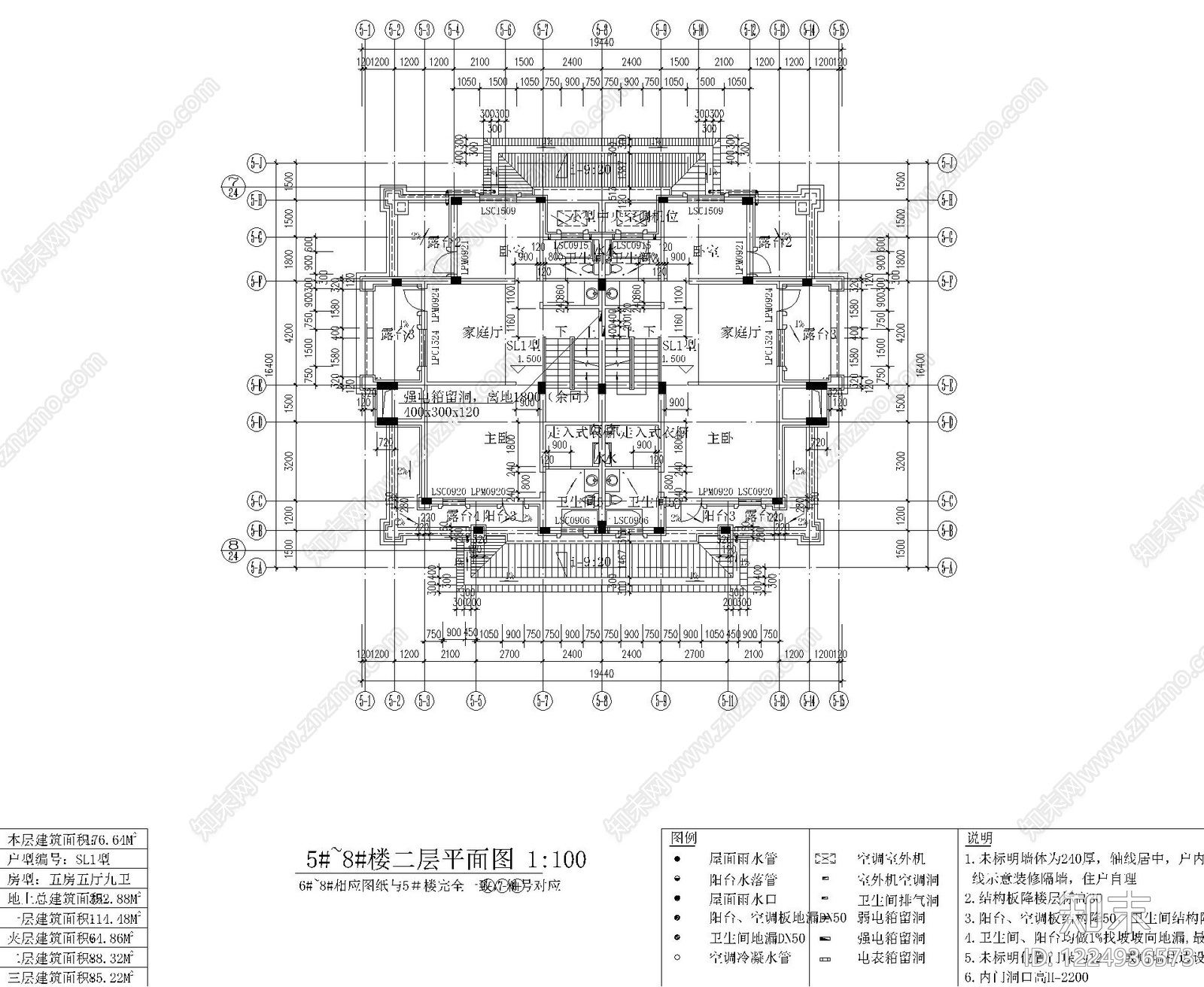 别墅建筑cad施工图下载【ID:1224936573】