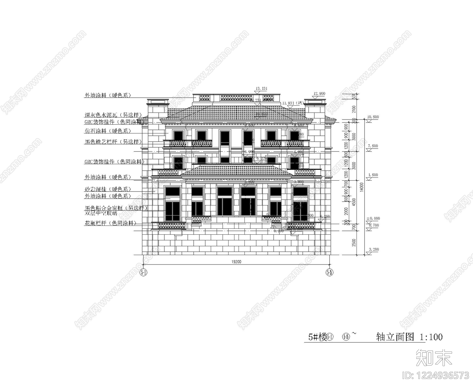 别墅建筑cad施工图下载【ID:1224936573】