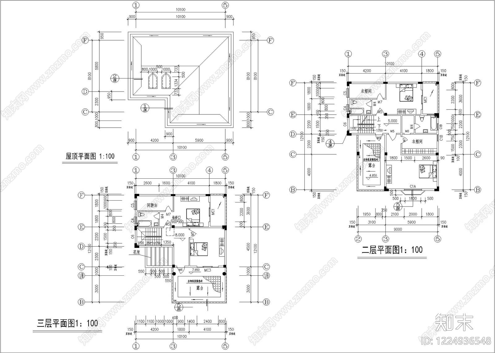 别墅建筑cad施工图下载【ID:1224936548】
