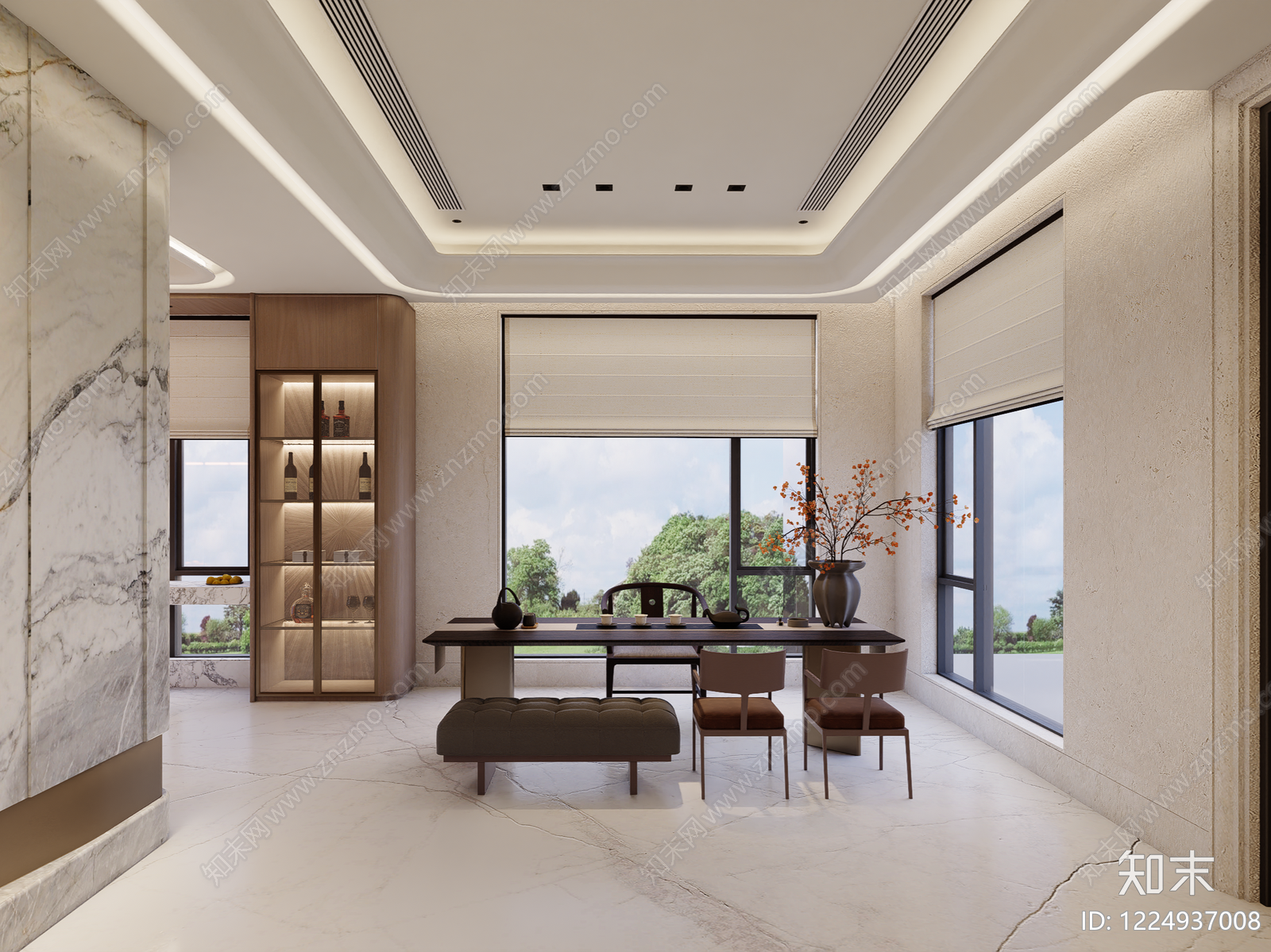 轻奢别墅客厅SU模型下载【ID:1224937008】