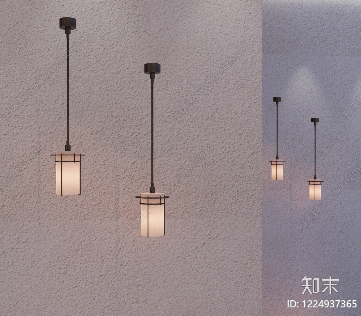 新中式艺术吊灯SU模型下载【ID:1224937365】
