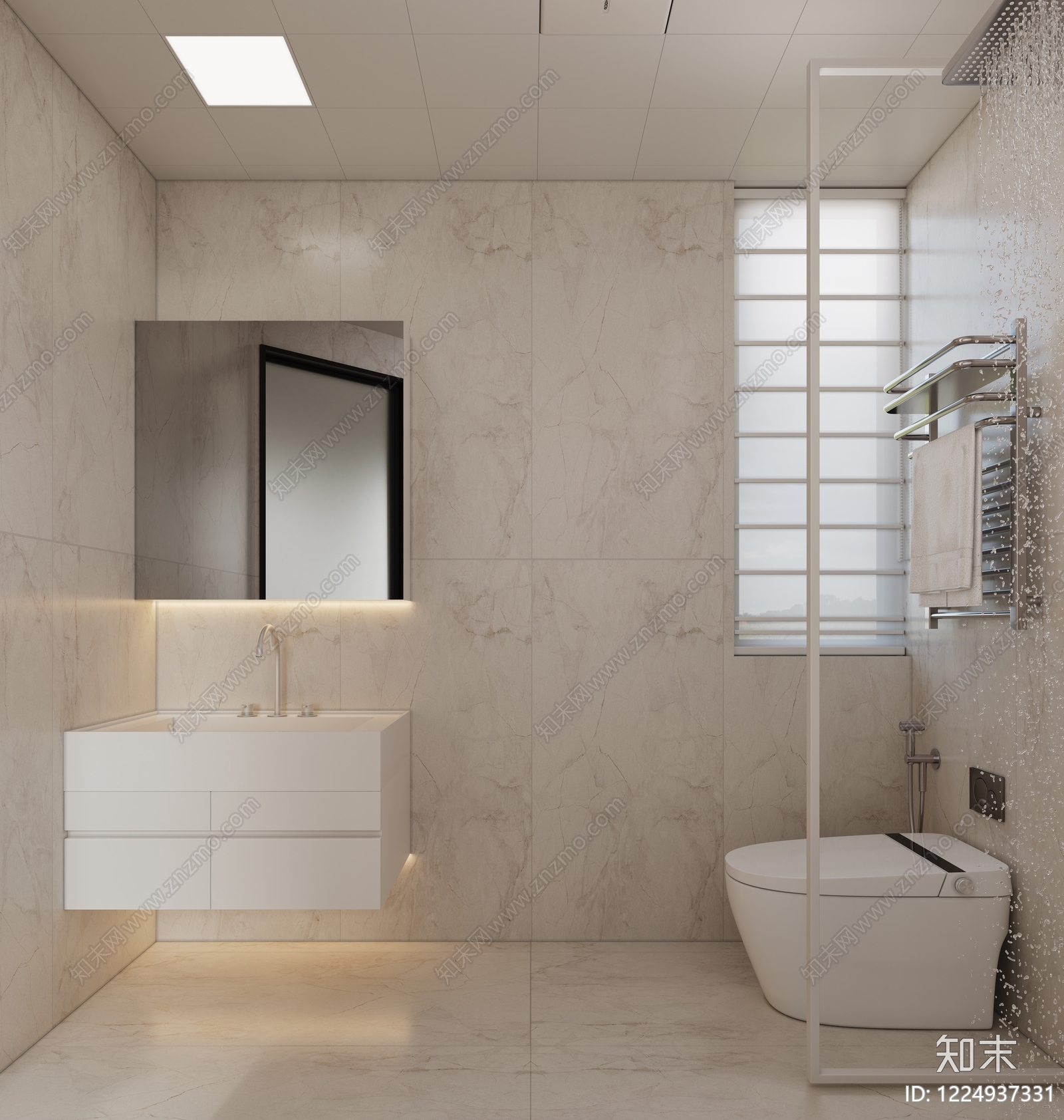 极简卫生间3D模型下载【ID:1224937331】