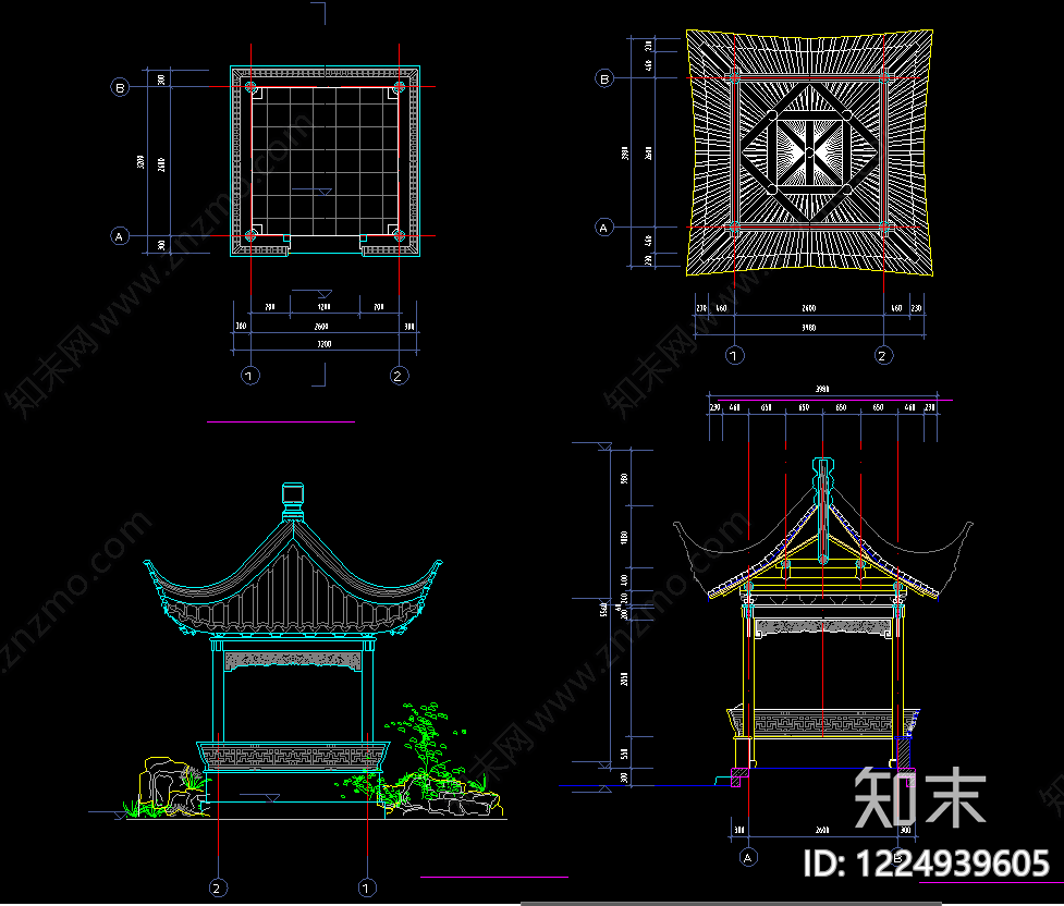 公园休憩廊亭CAD图纸