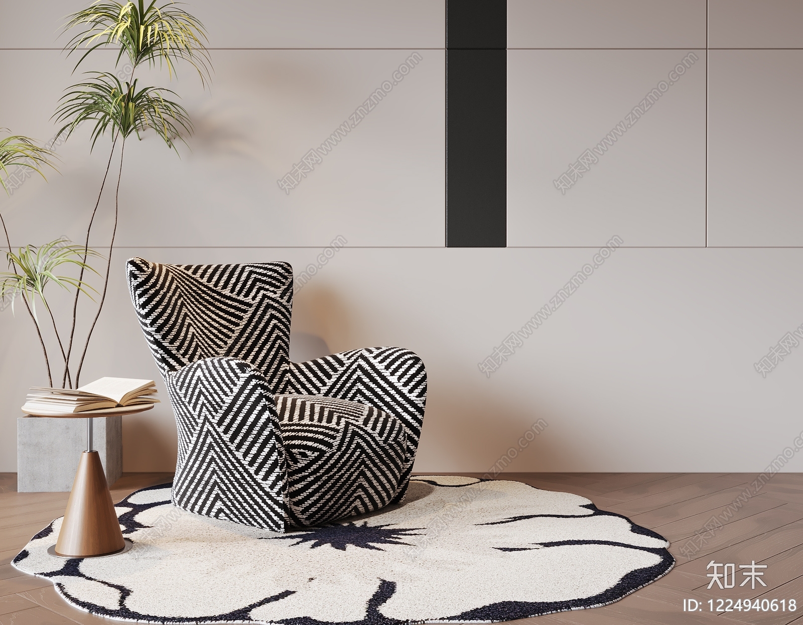 现代单人沙发3D模型下载【ID:1224940618】