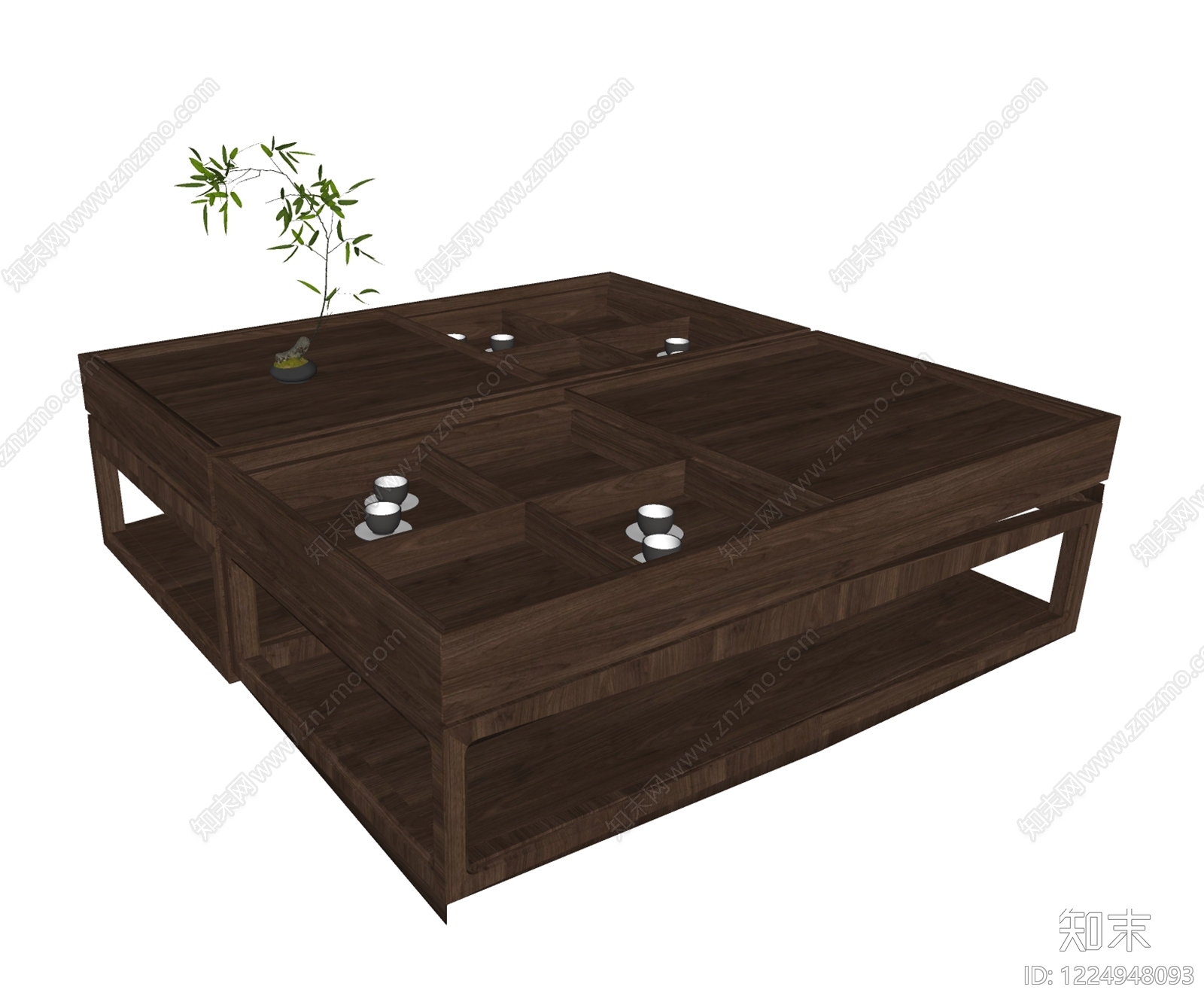新中式茶几SU模型下载【ID:1224948093】