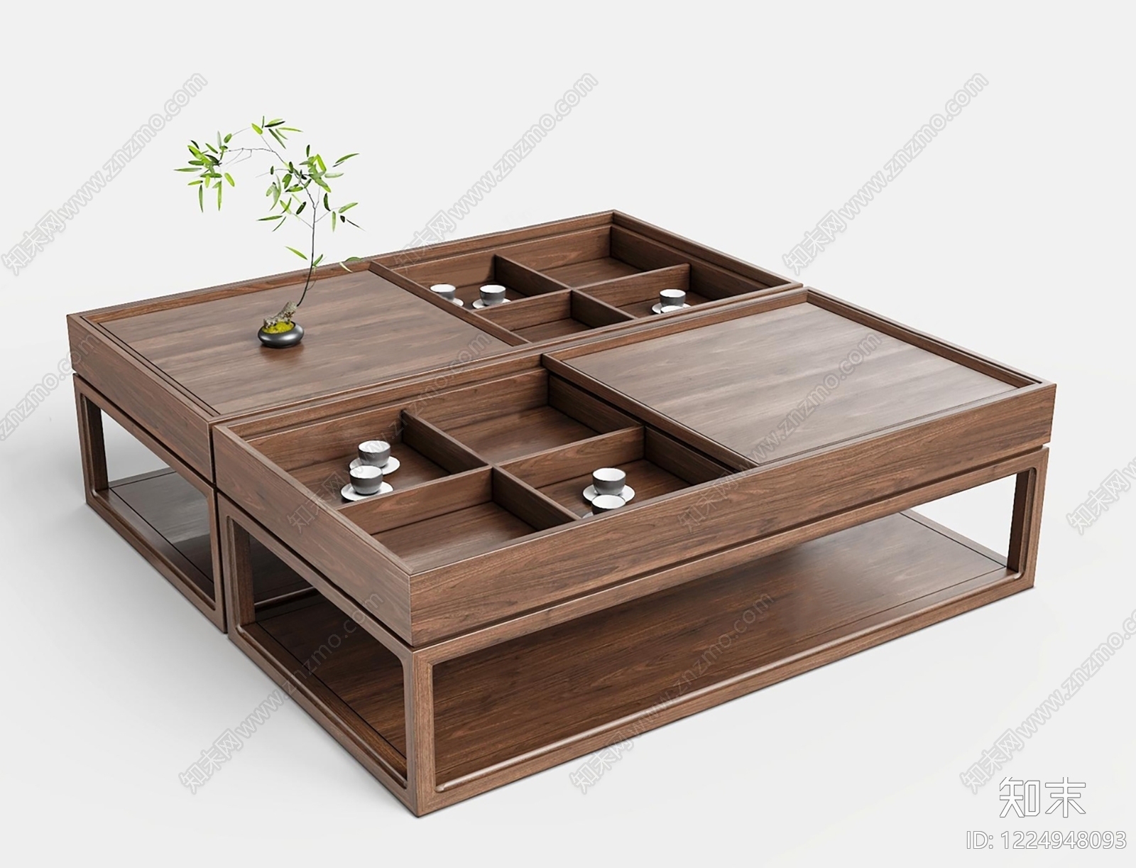 新中式茶几SU模型下载【ID:1224948093】