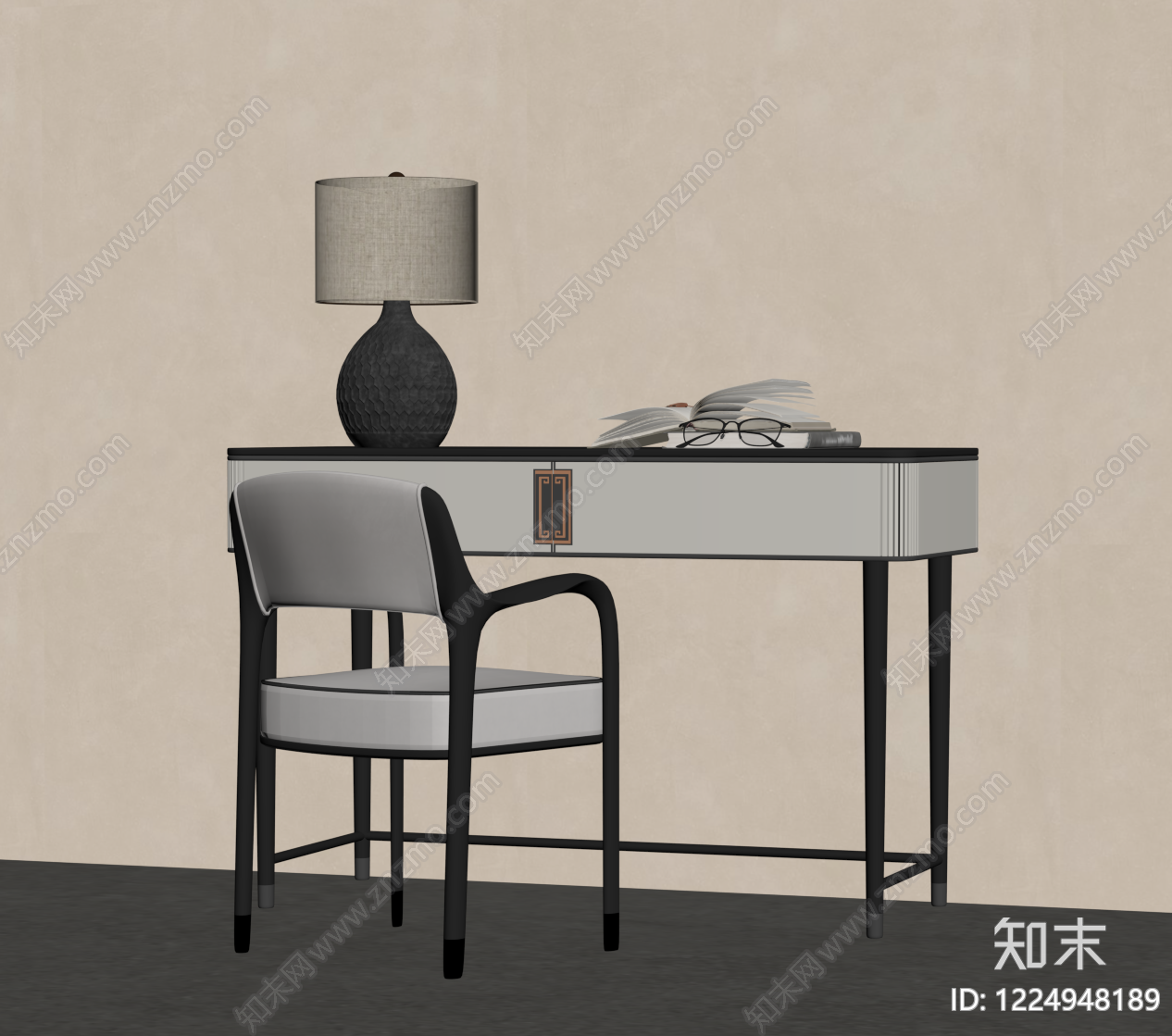 轻奢书桌椅SU模型下载【ID:1224948189】