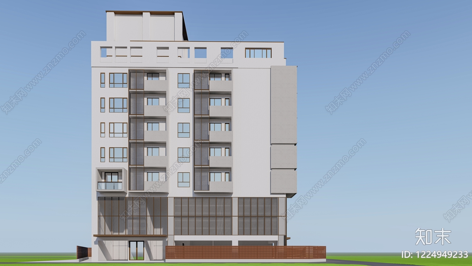 现代主义多层住宅SU模型下载【ID:1224949233】