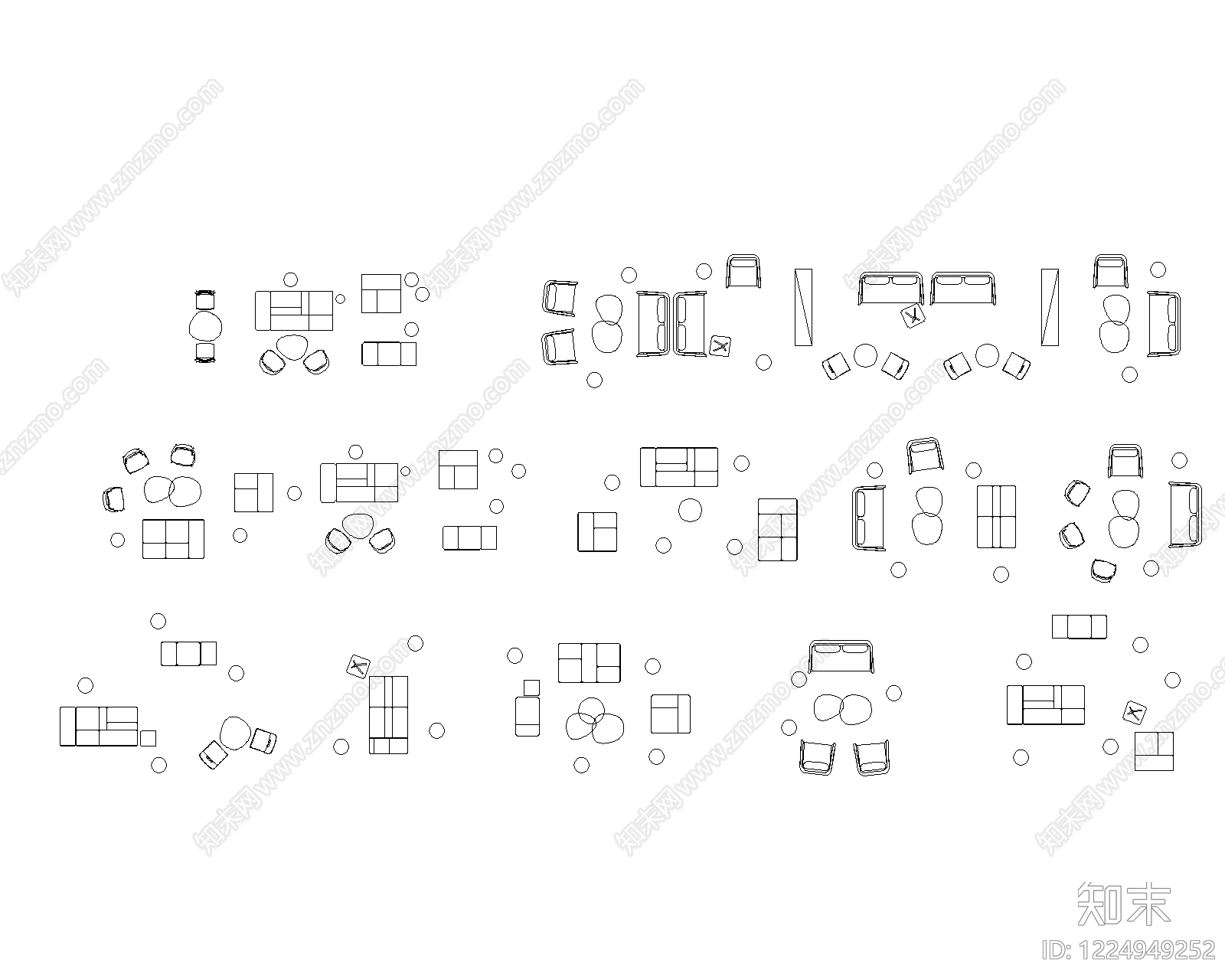 办公家具图库cad施工图下载【ID:1224949252】