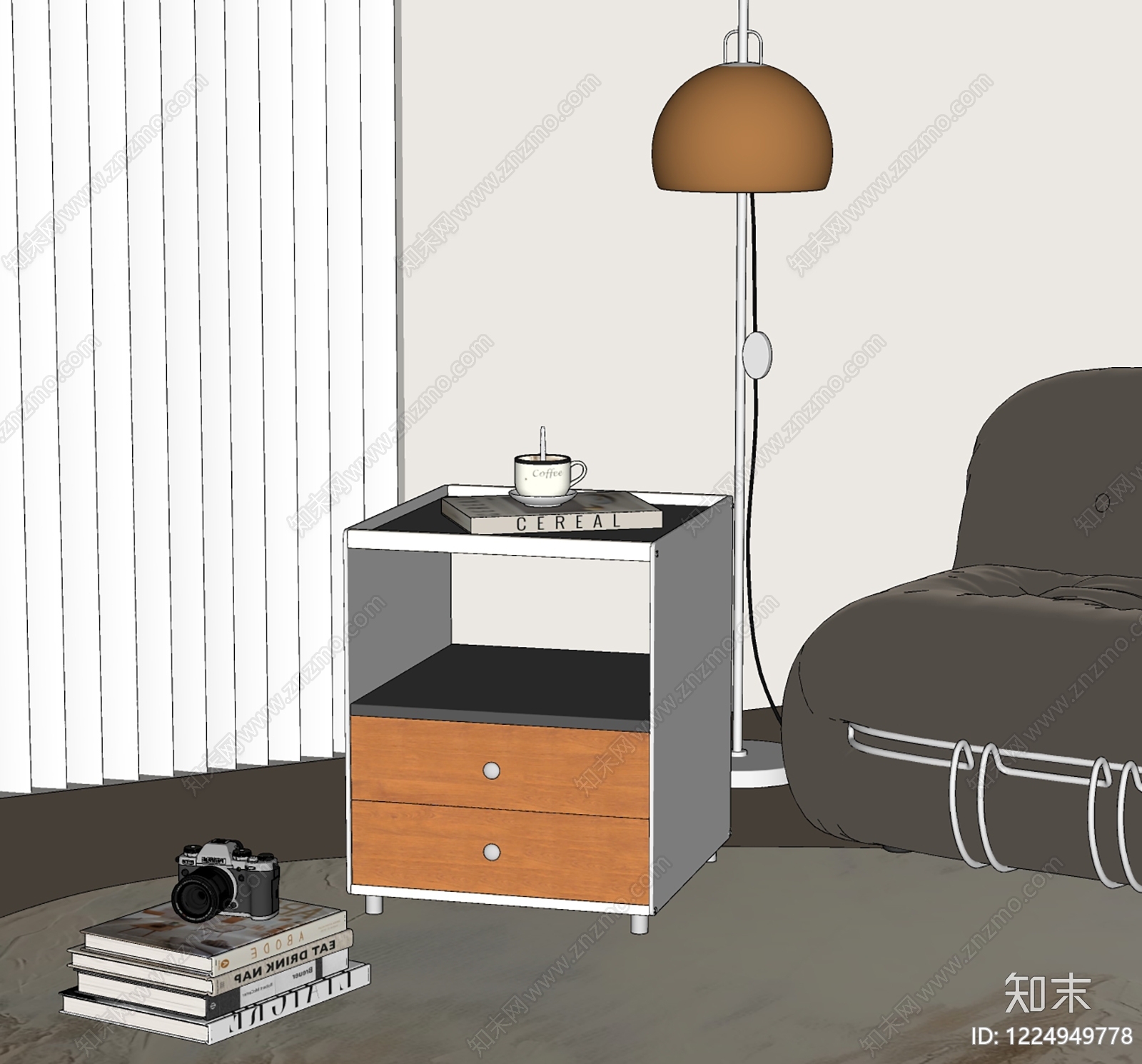 现代简约床头柜SU模型下载【ID:1224949778】