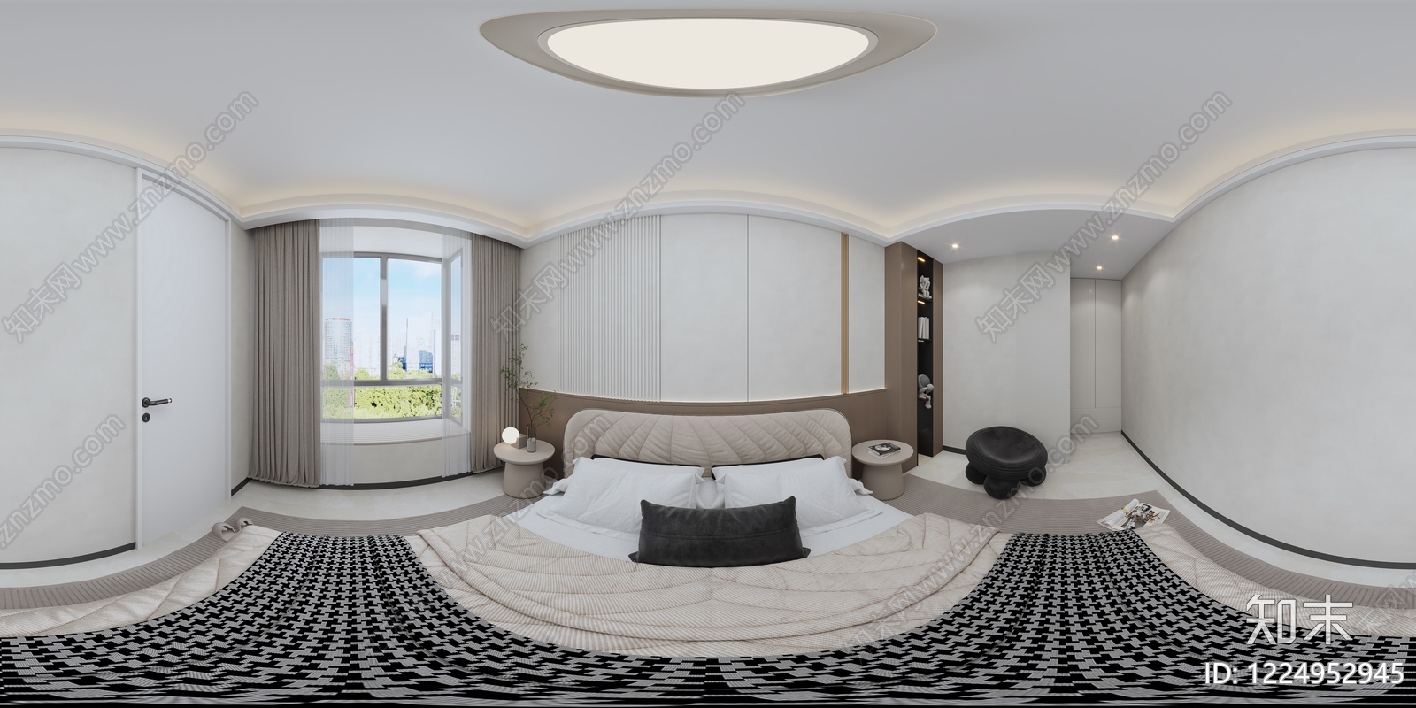 奶油风家居卧室3D模型下载【ID:1224952945】