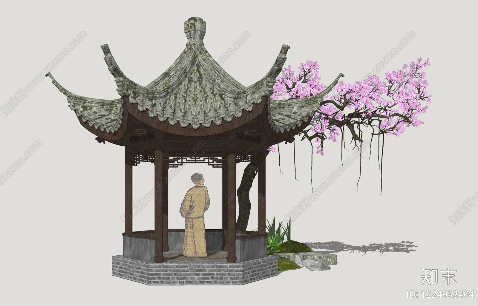 中式古建亭子SU模型草图