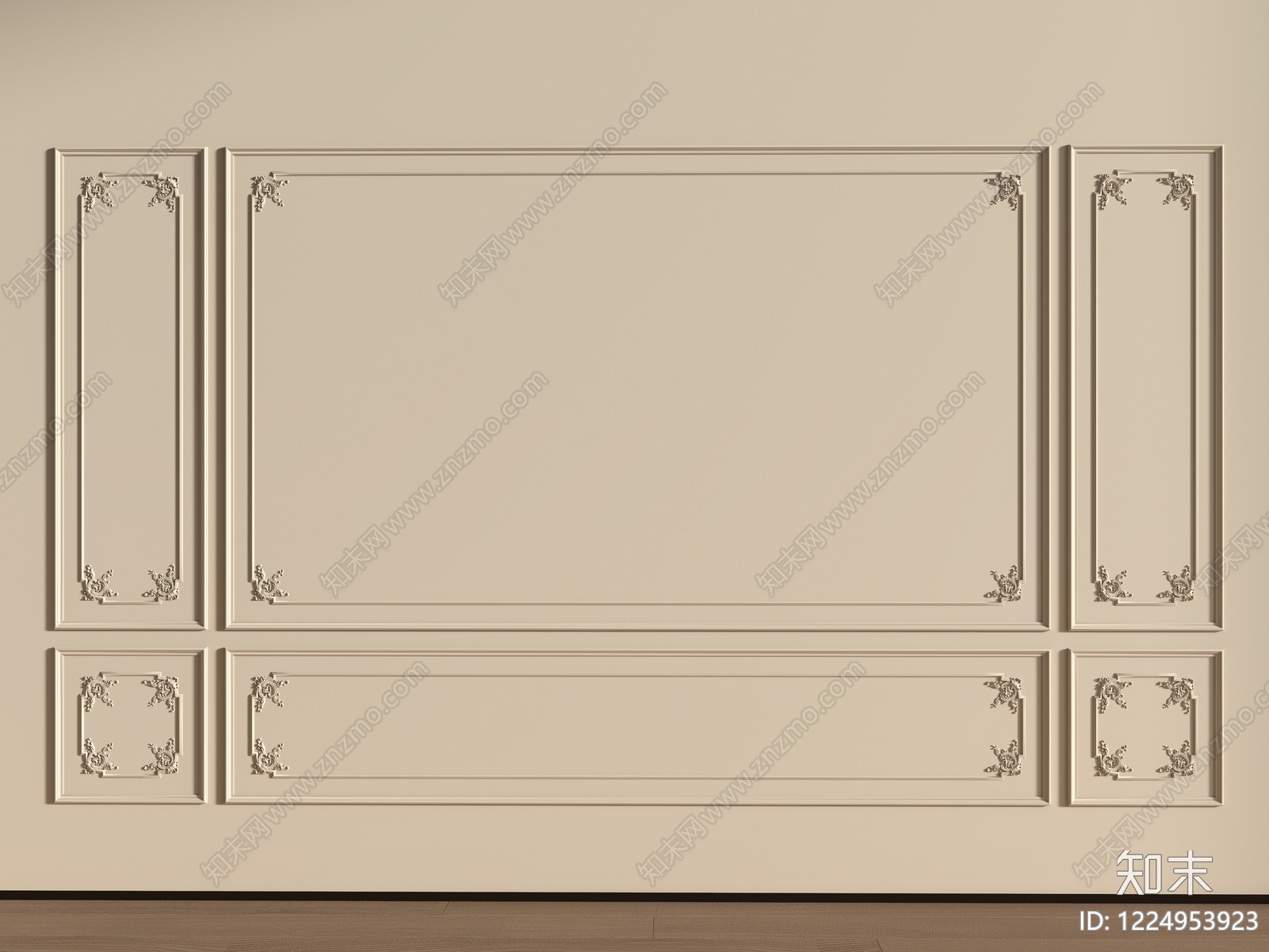 法式床头背景墙3D模型下载【ID:1224953923】