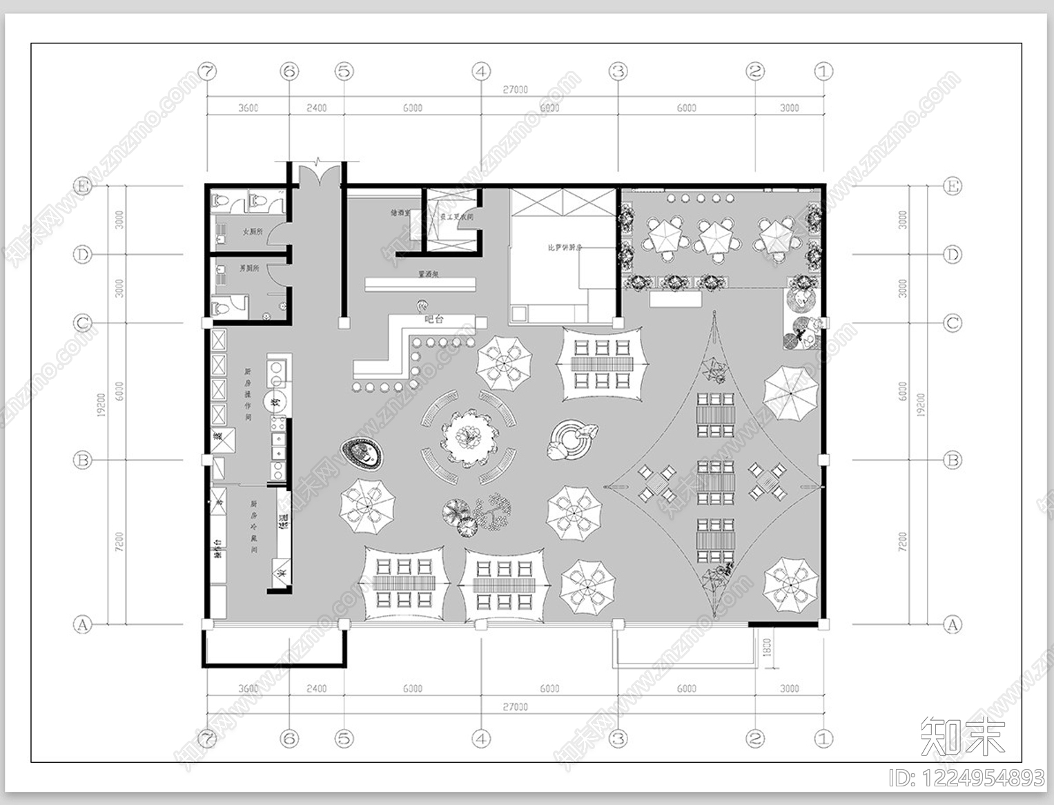 酒吧cad施工图下载【ID:1224954893】