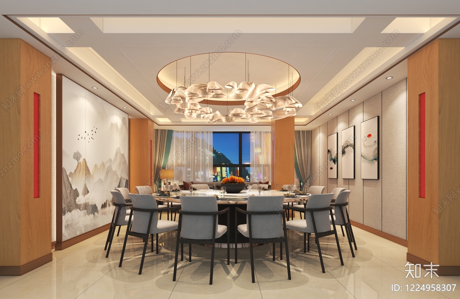新中式包厢3D模型下载【ID:1224958307】