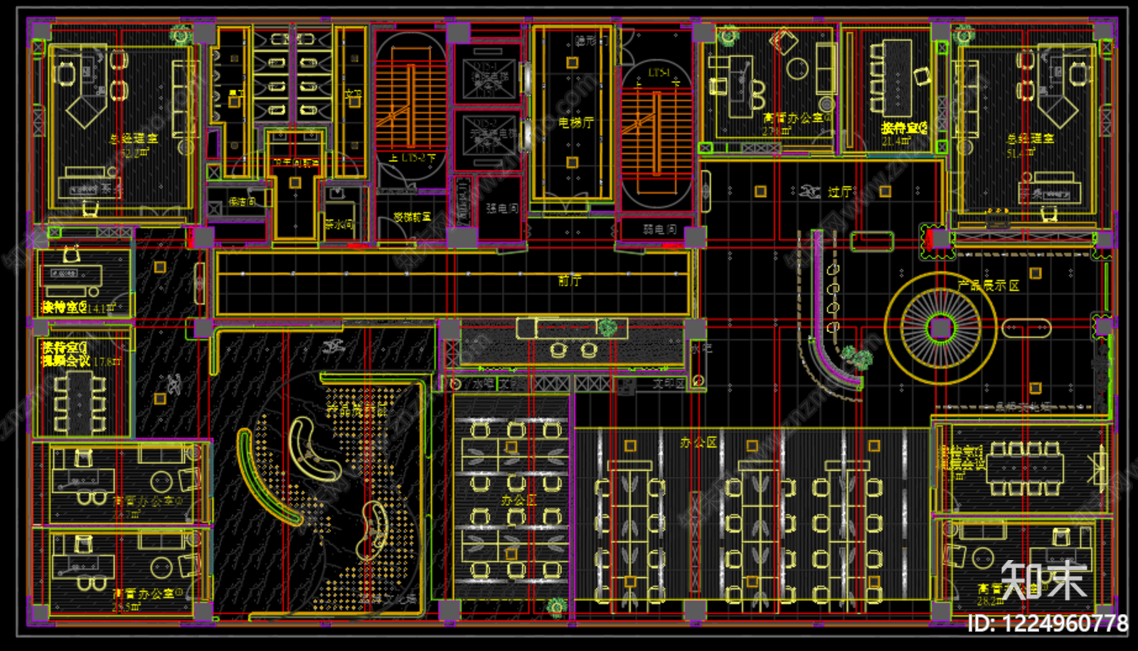 整体办公空间cad施工图下载【ID:1224960778】
