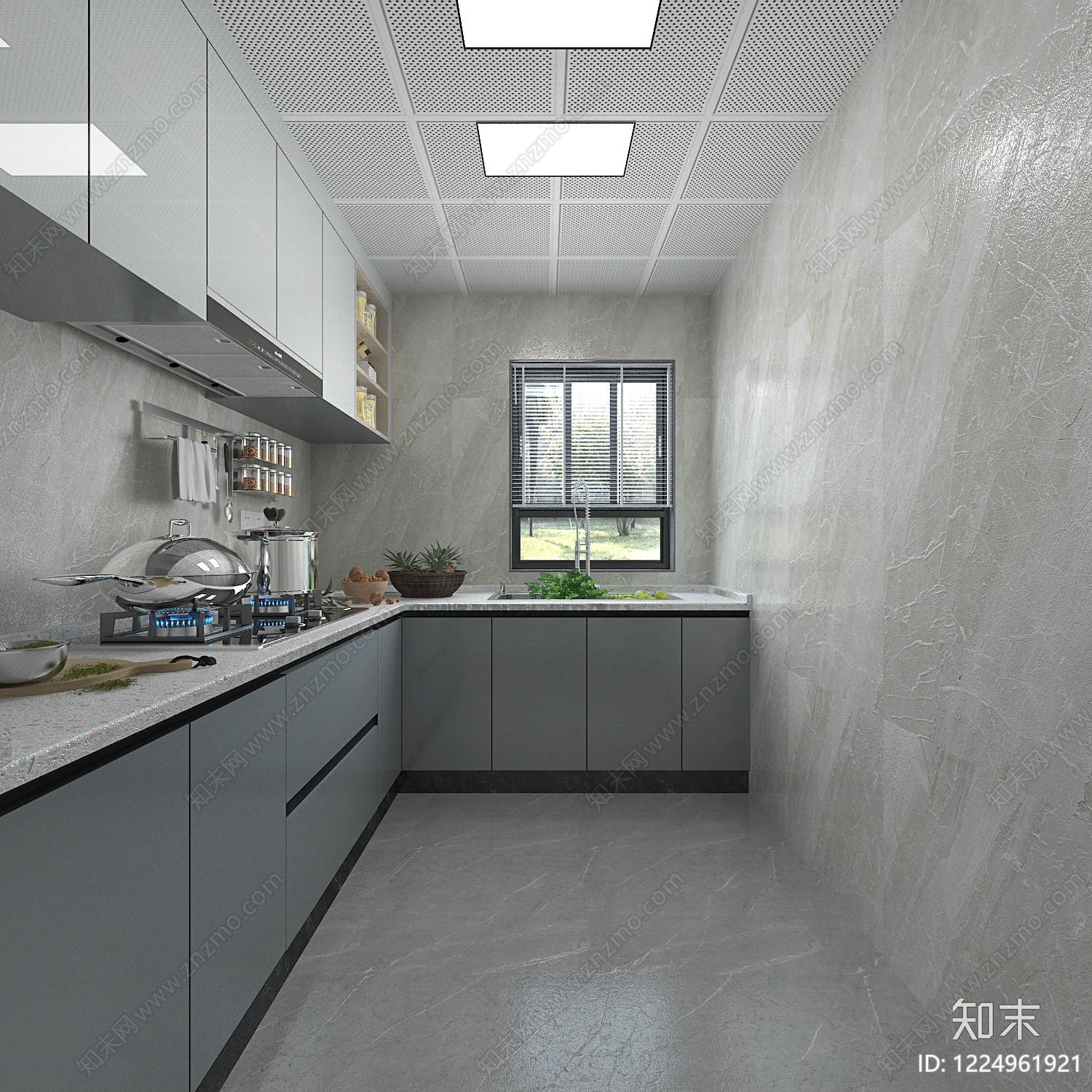 现代简约封闭式厨房3D模型下载【ID:1224961921】