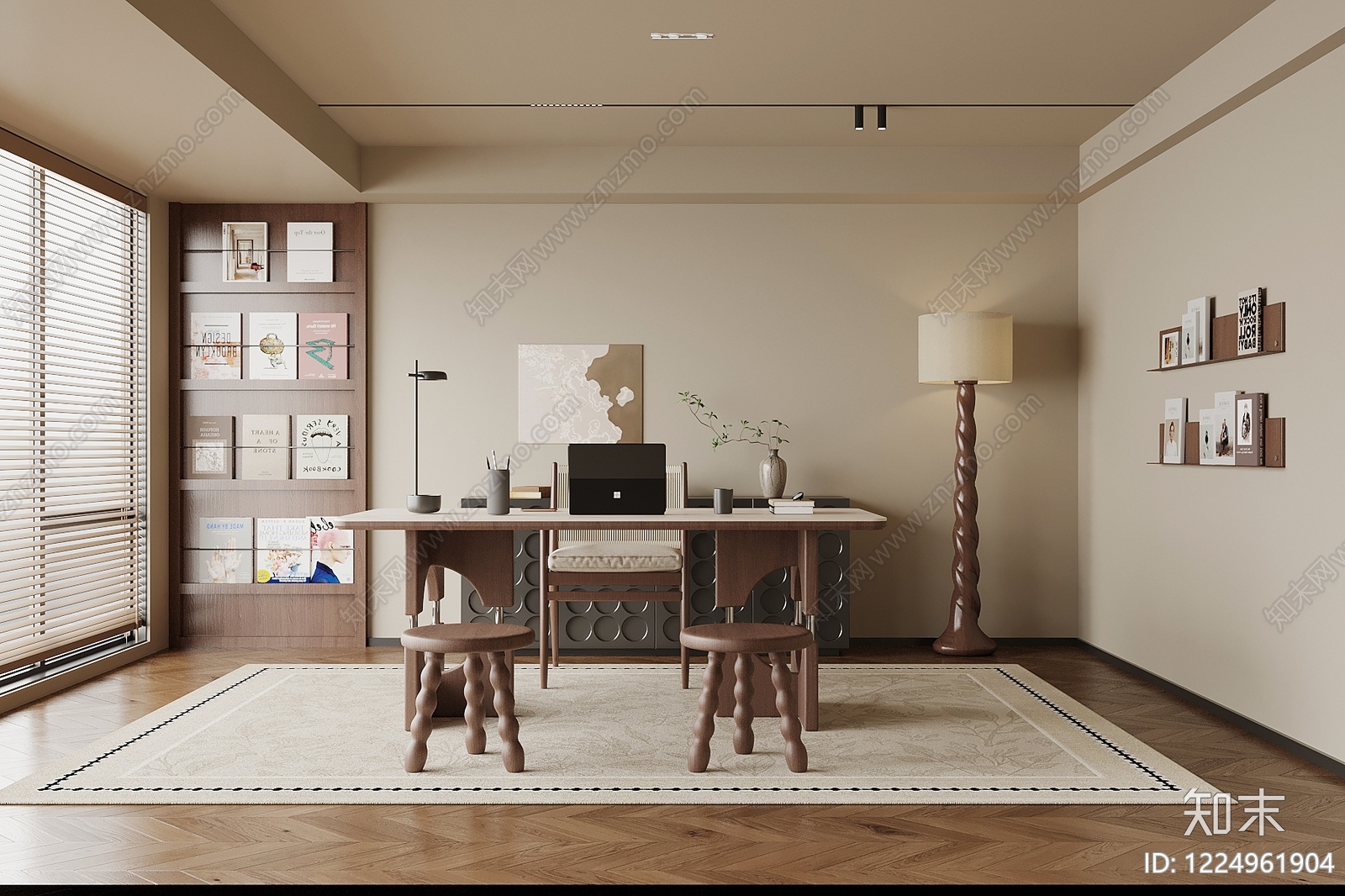 中古风开放式书房3D模型下载【ID:1224961904】